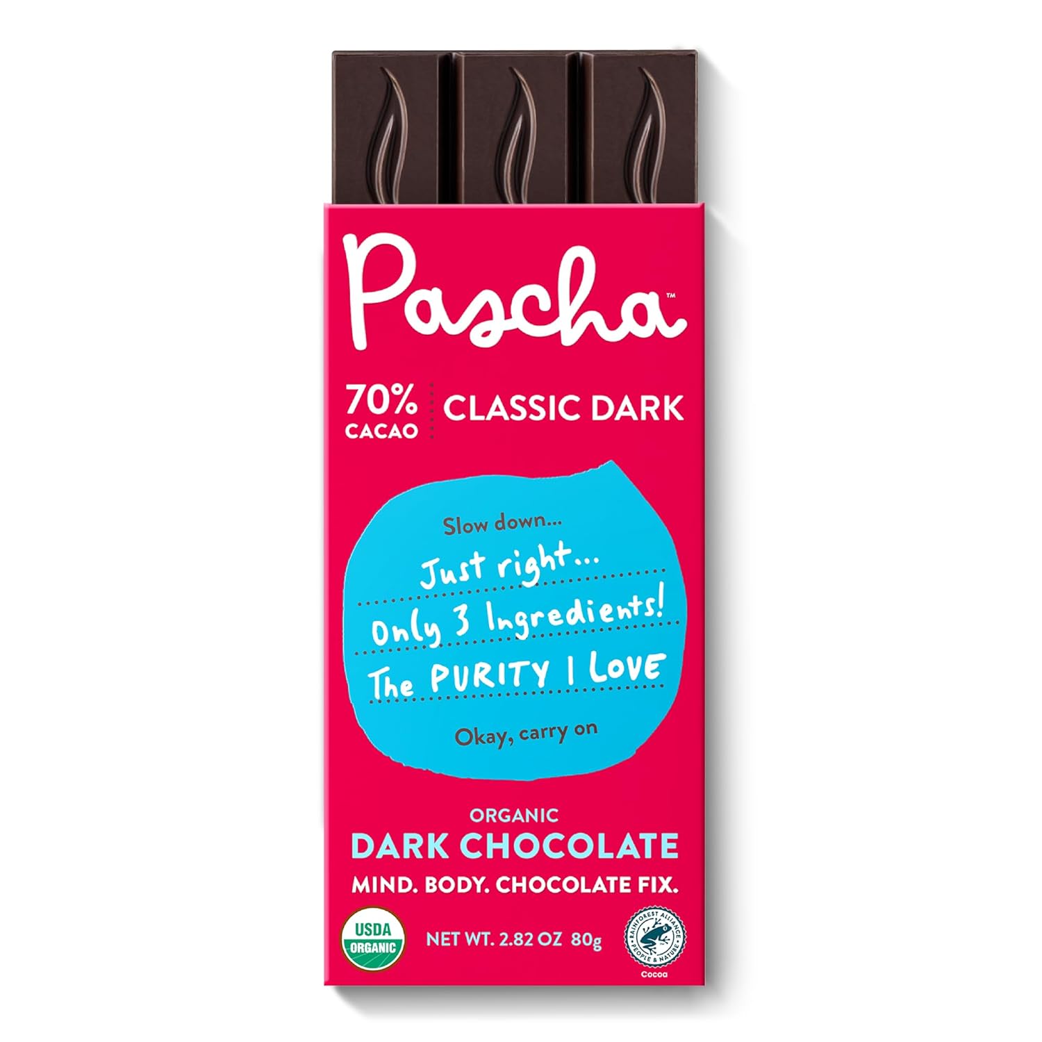 Pascha Organic Dark Chocolate Bars, 70% Cacao, UTZ, Gluten Free, Non GMO, 2.82 oz, Pack of 10