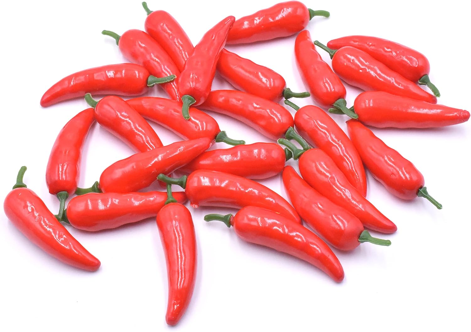 25pcs Mini Simulation Artificial Lifelike Fake Vegetable Red Pepper Hot Chili for Home Kitchen Decoration(Red)