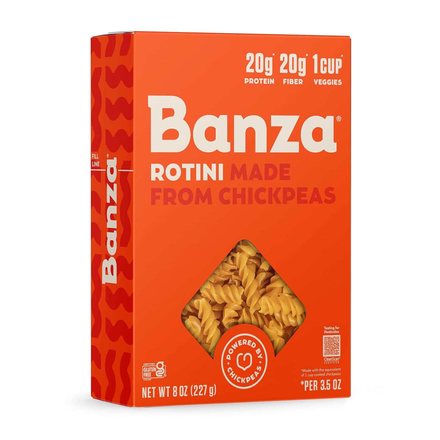 Banza Chickpea Pasta - High Protein Gluten Free Healthy Pasta - Rotini (8 oz)