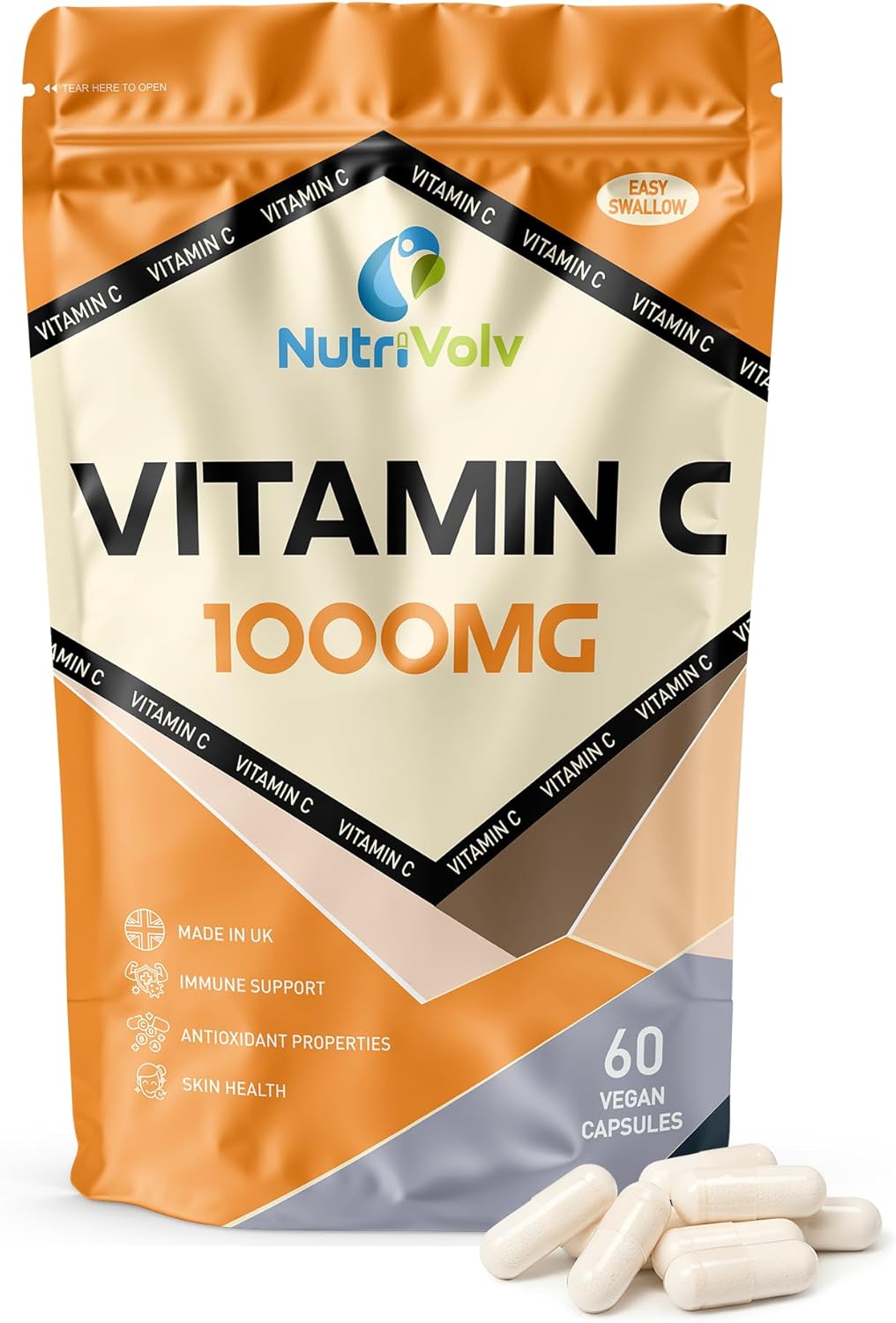 Vitamin C 1000mg Double Strength Antioxidant & Immune Support | Healthy Skin & Joints | 60 Capsules