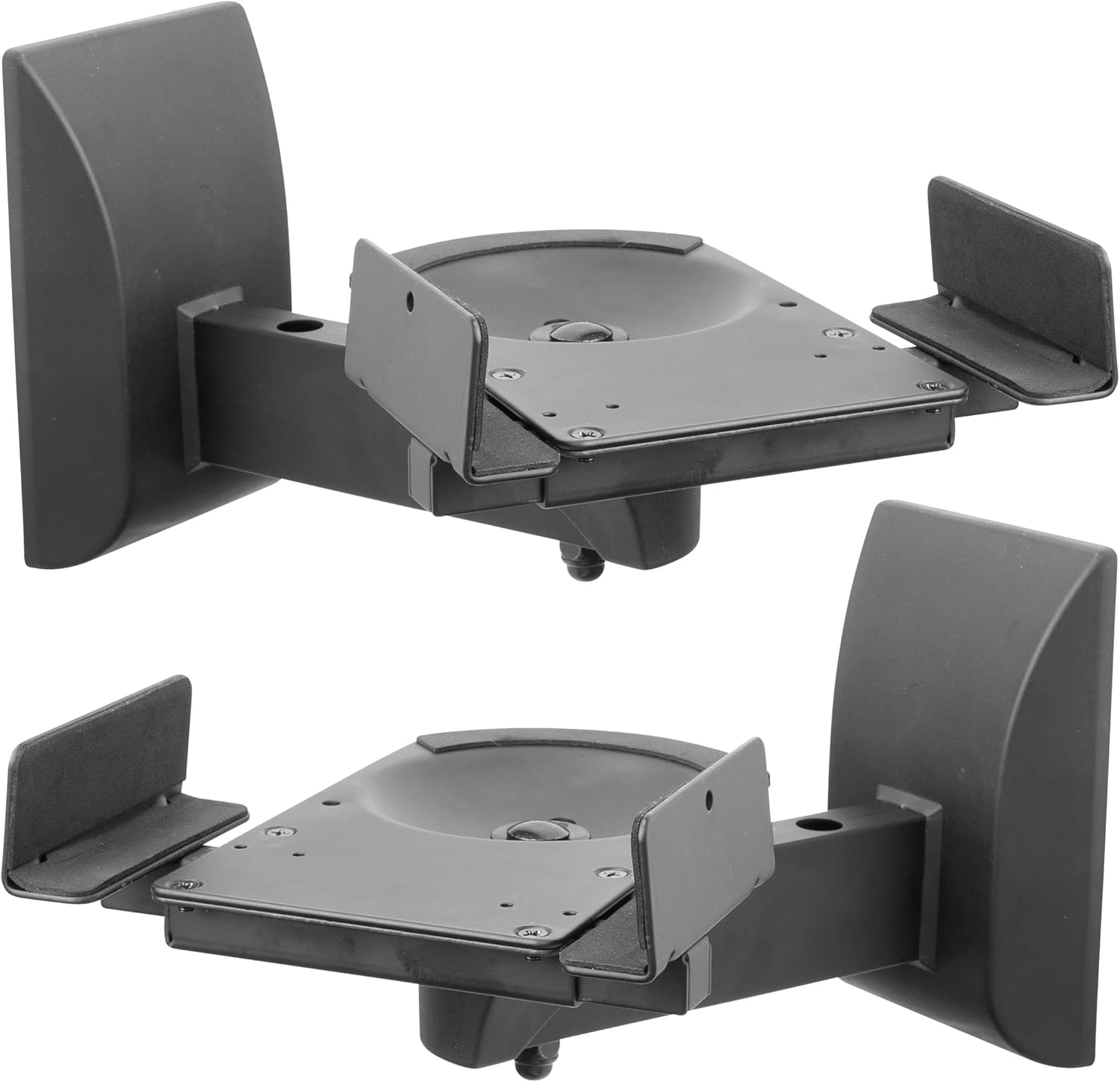Mount-It! Bookshelf Speaker Wall Mount, Pair of Universal Side Clamping Speaker Shelf Wall Mounting Brackets for Large or Small Speakers, 2 Full Motion Mounts, 55 Lbs Capacity, Black (MI-SB37)
