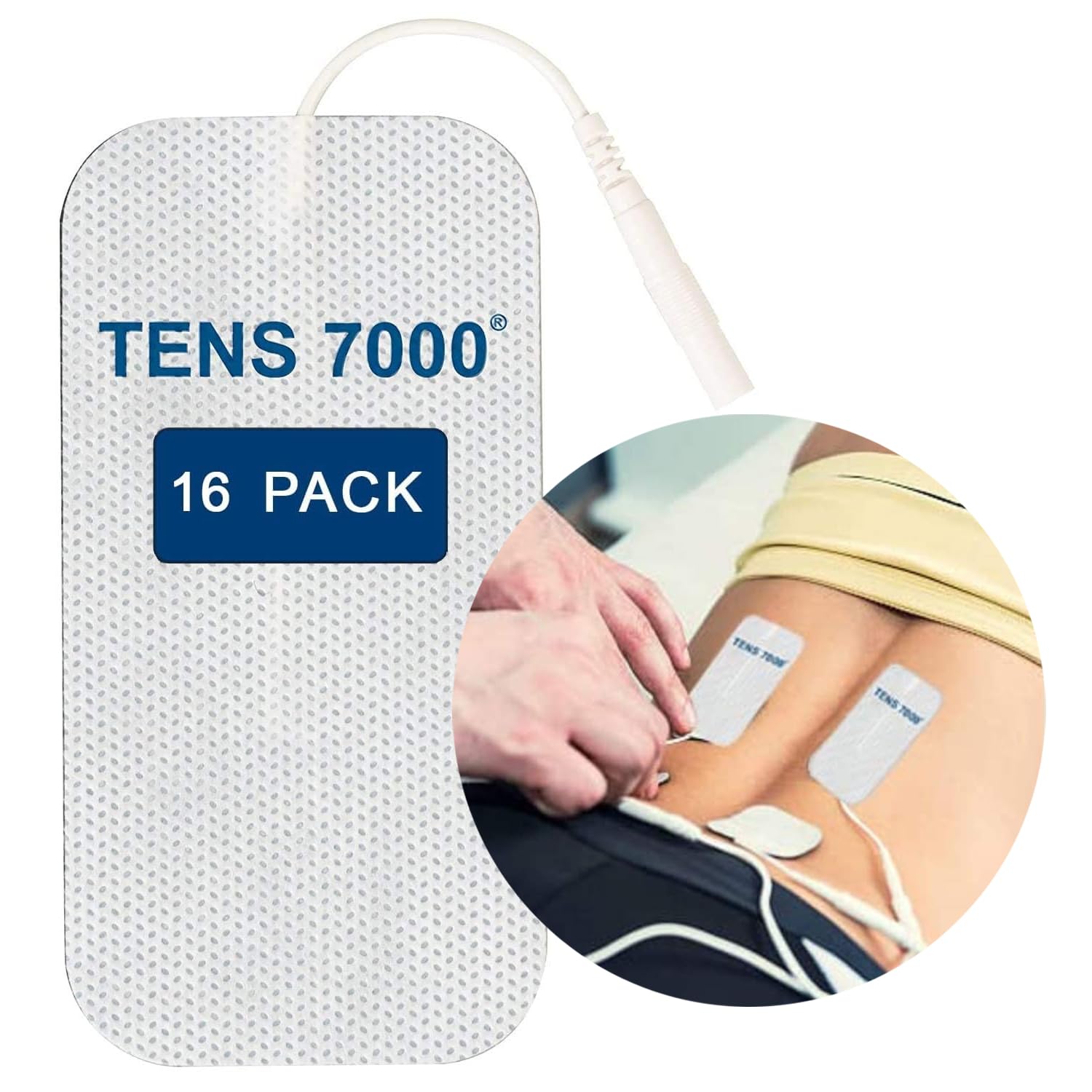 TENS 7000 Official TENS Unit Pads, 2x4, 16 Pack - Premium Quality OTC TENS Unit Replacement Pads - Compatible with Most TENS Machines, Replacement Electrodes Value Pack
