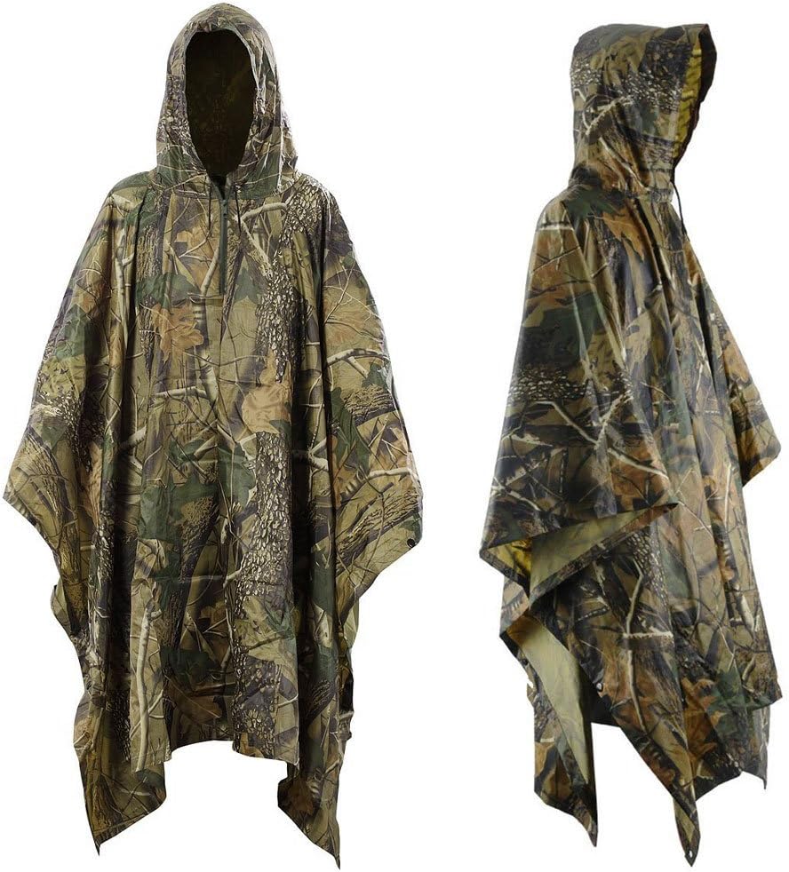 Waterproof Rain Cape Raincoat, Infreecs Rain Poncho for outdoor Camping Military cycling traveling, Hooded Rainwear with Emergency Grommet Corners for Shelter Use