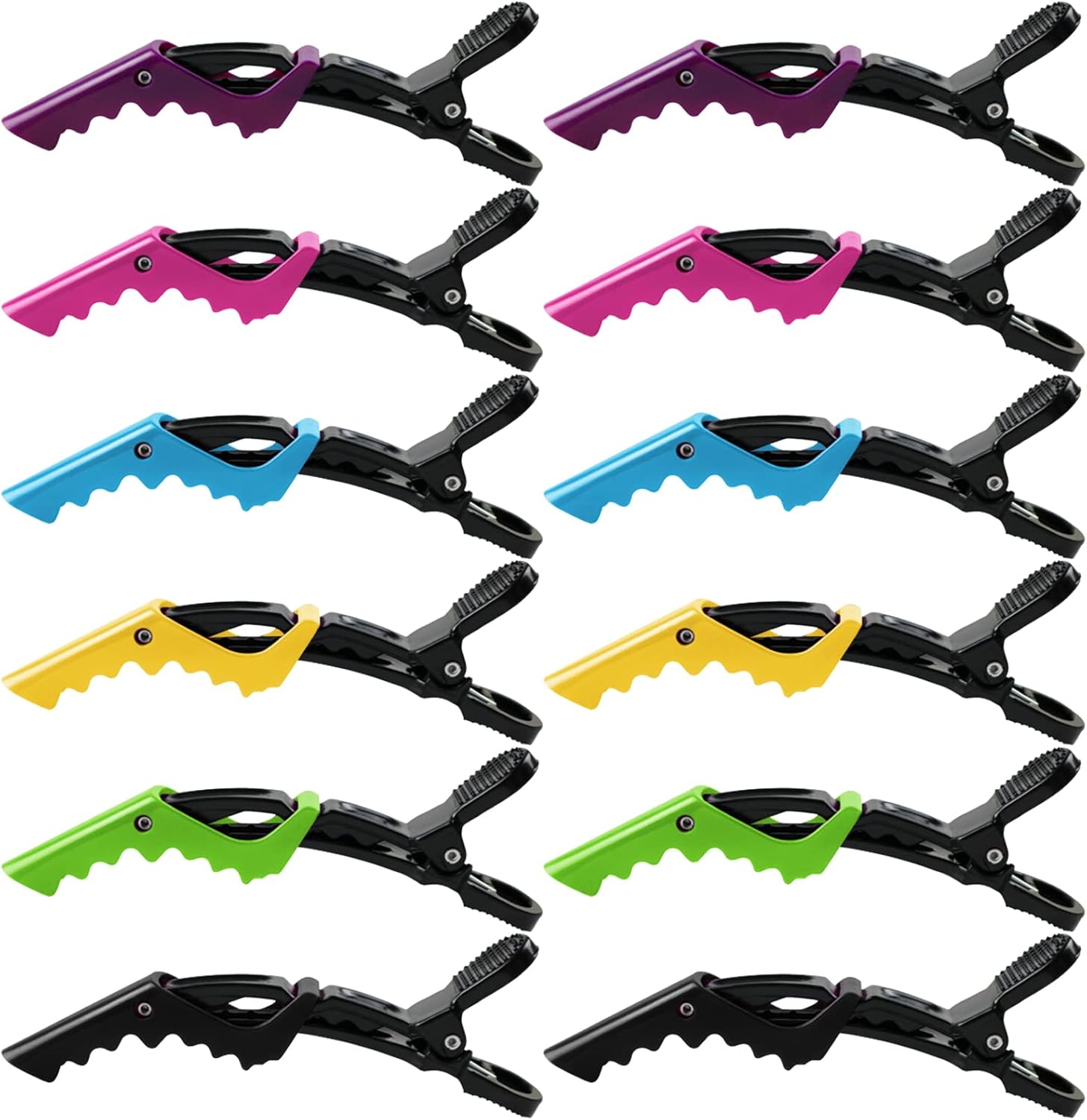 Karjiaja 12 PCS Crocodile Hair Clips Barrette, Professional Styling Hair Clips Barrettes Crocodile Hair Hairdressing Clip Alligator Hairclip Hair Styling Separating Clips Plastic Hair Barrettes