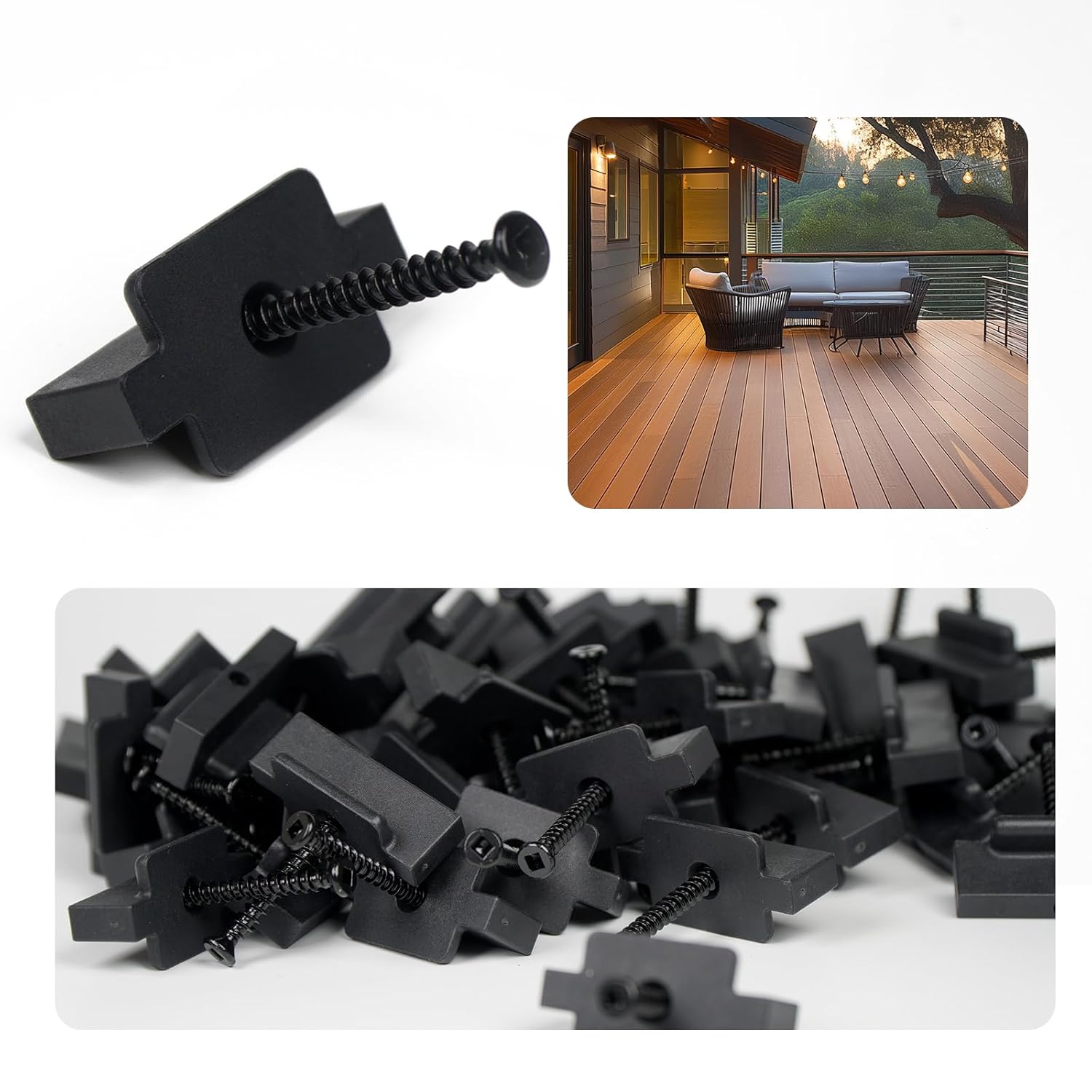 250-PACK Hidden Deck Fasteners Hidden Fastener Deck Clips Universal Nylon Clips Decking Fasteners Preloaded for Installing Composite Deck Boards