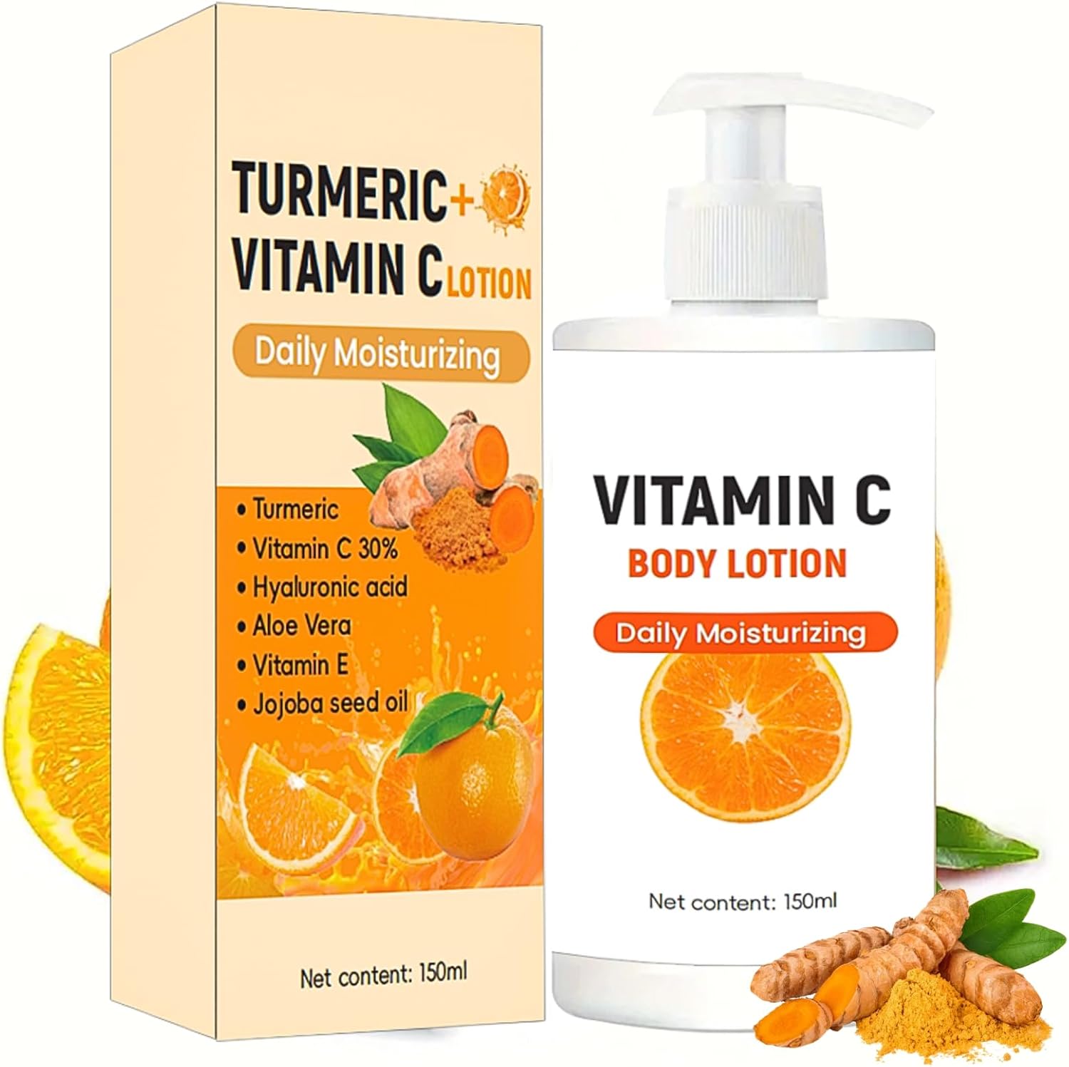 IZBEAUVO Vitamin C & Turmeric Body Lotion,Turmeric Moisturizer Vitamin c Body Cream,Brightening Body Lotion,Moisturizing Body Lotion for Dry Skin, Remove Dark Spots Large-capacity 150ml