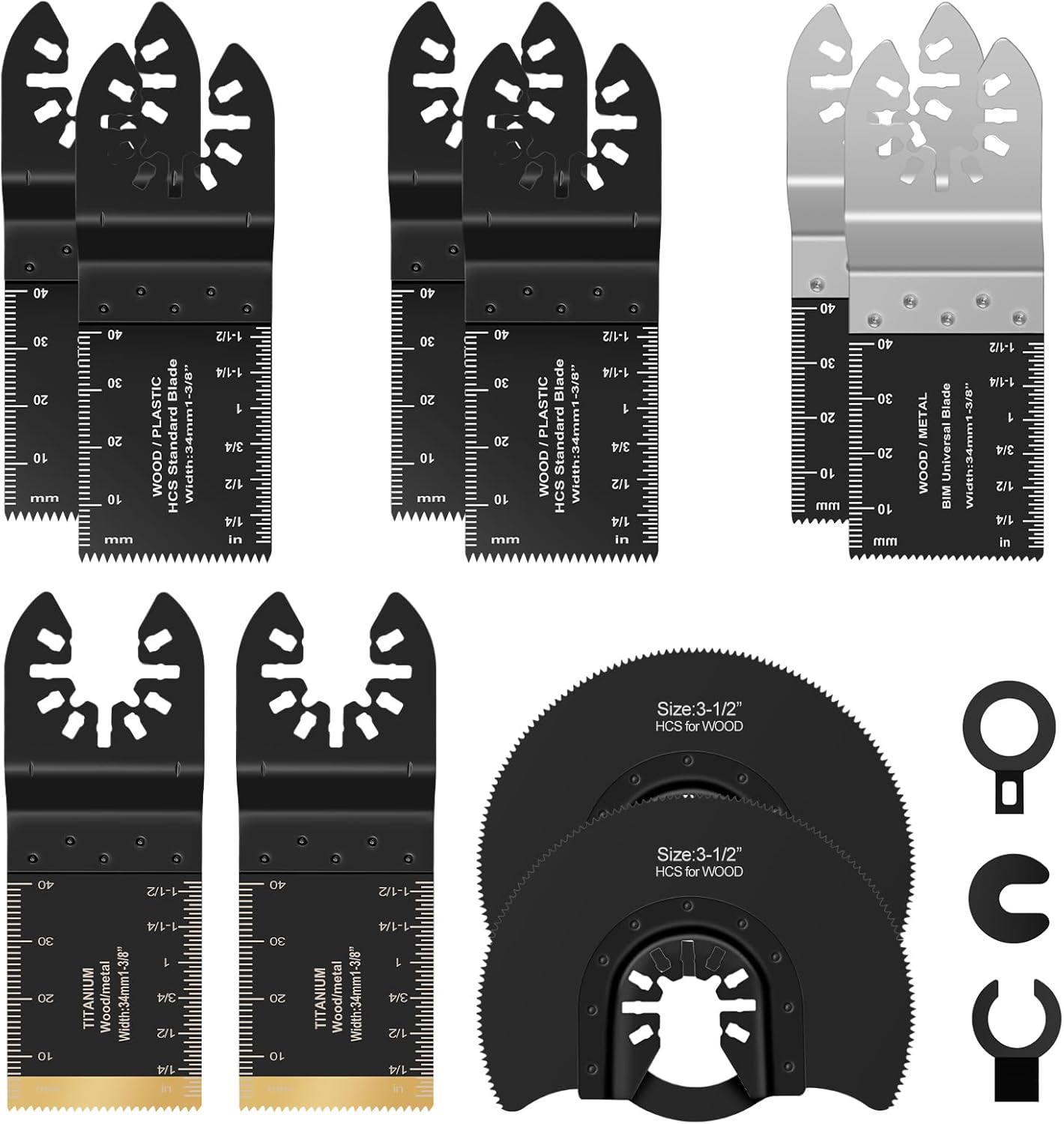 13pcs Multi Tool Blades Set, Universal Oscillating Saw Blades Set, Multi Tool Accessories, Compatible with Fein Multimaster, Ryobi, Milwaukee, Bosch, Dremel, Rockwell, Makita