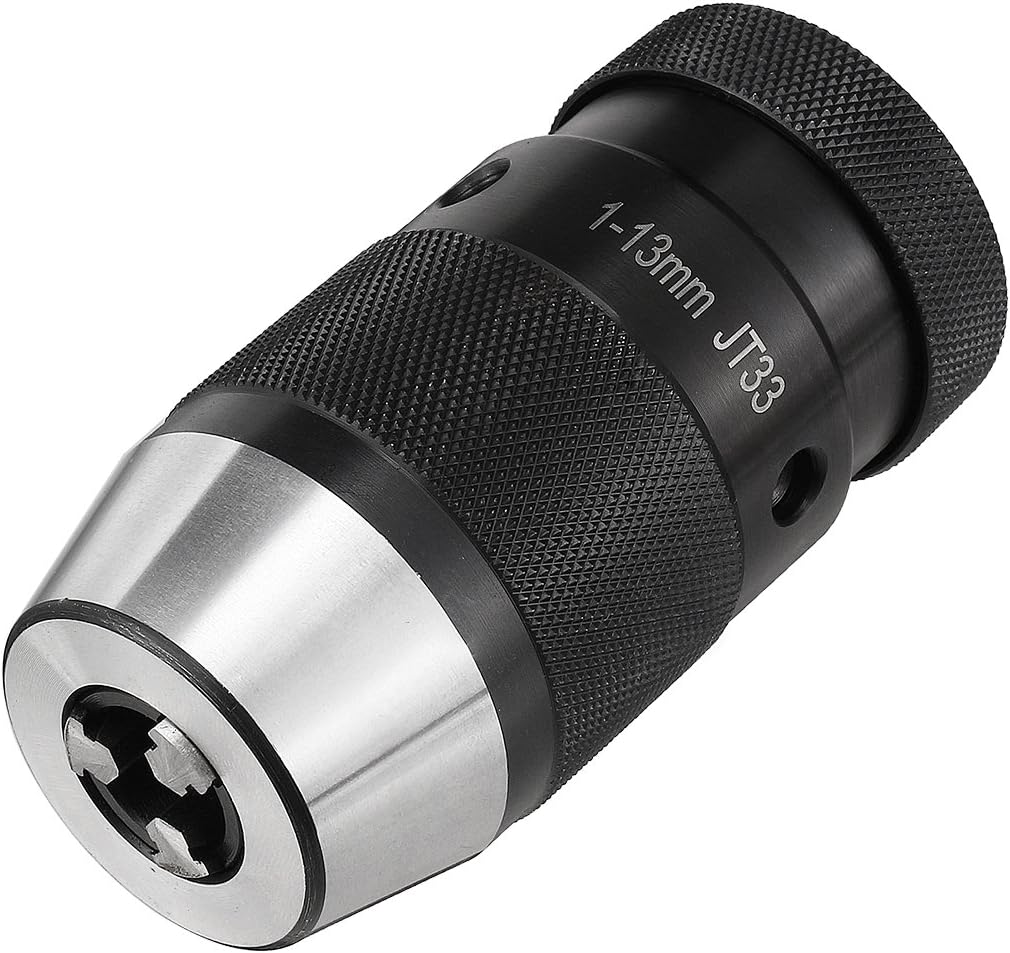 uxcell Keyless Drill Chuck JT33 Taper Mount Adjustable 3/76"-1/2" (1mm-13mm) 3-Jaw for Lathes Milling Drilling Machine