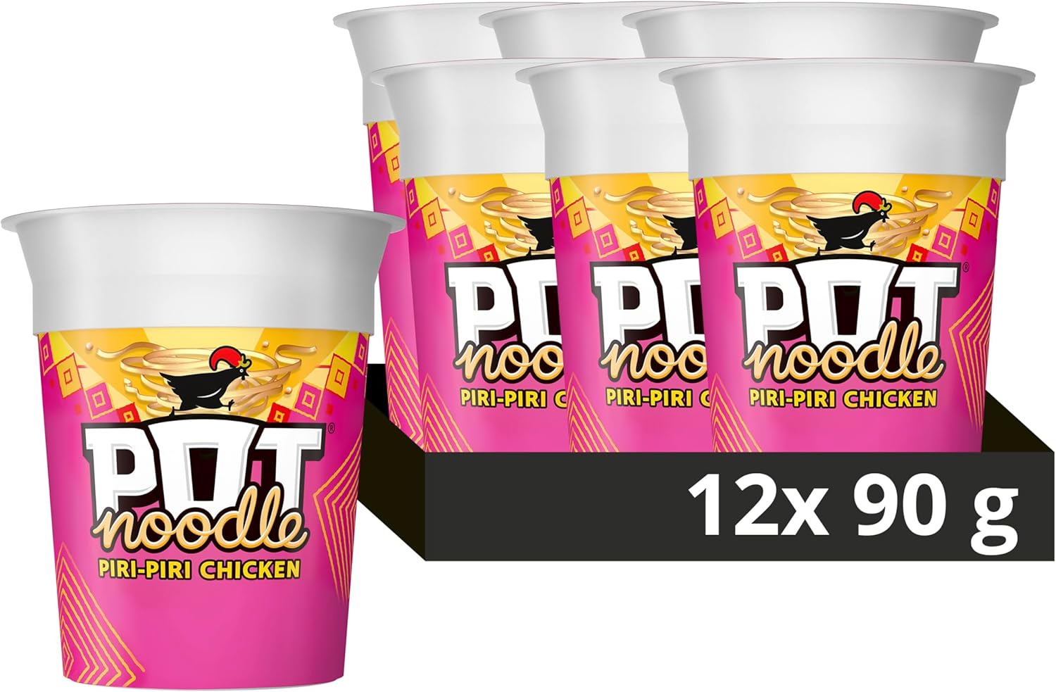 Pot Noodle Piri-Piri Chicken Instant Snack vegetarian quick to make noodles 12x 90 g