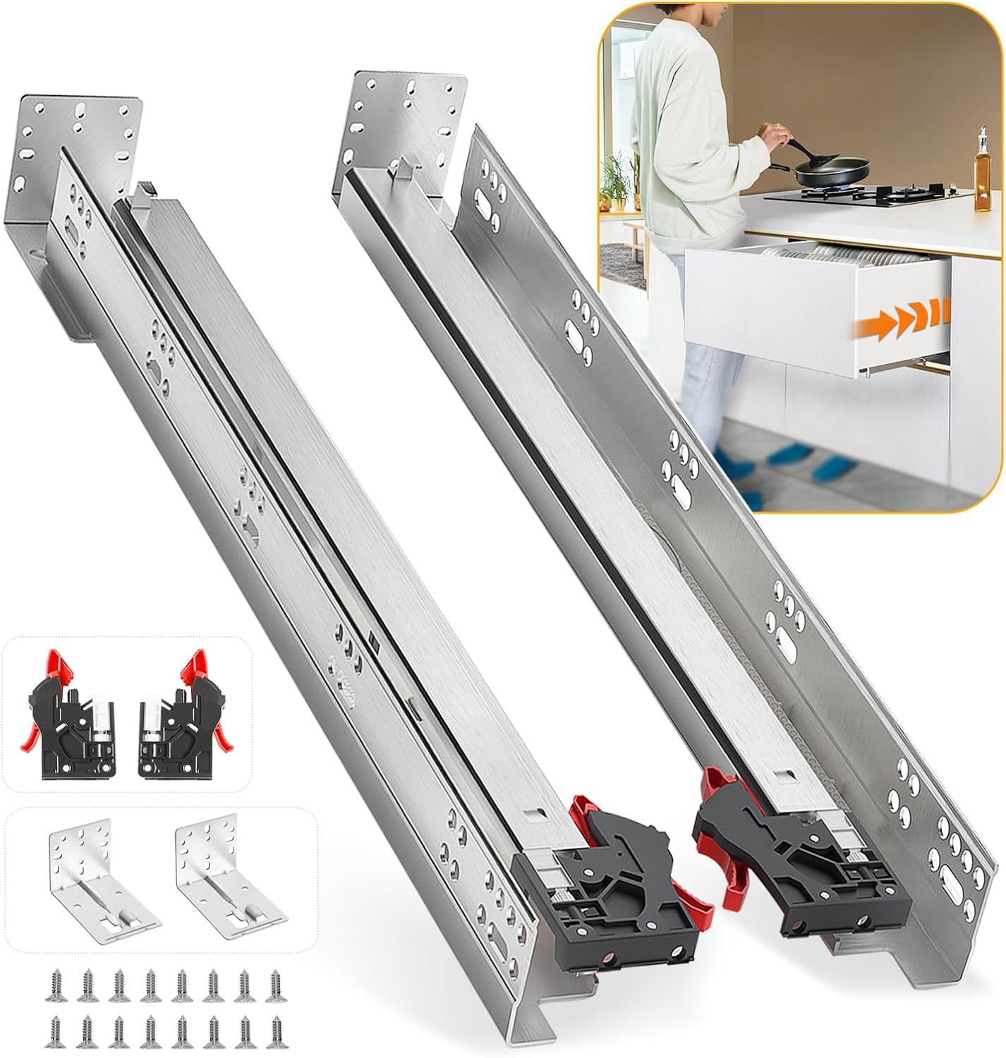 Undermount Soft Close Heavy Duty Drawer Slides 12 Inch, 80LB