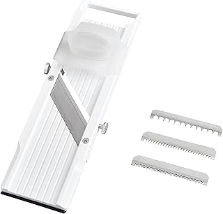 Benriner Mandoline Slicer with 4 Blades, Japanese Stainless Steel, BPA Free, 12.75 x 3.625-Inches, Beige