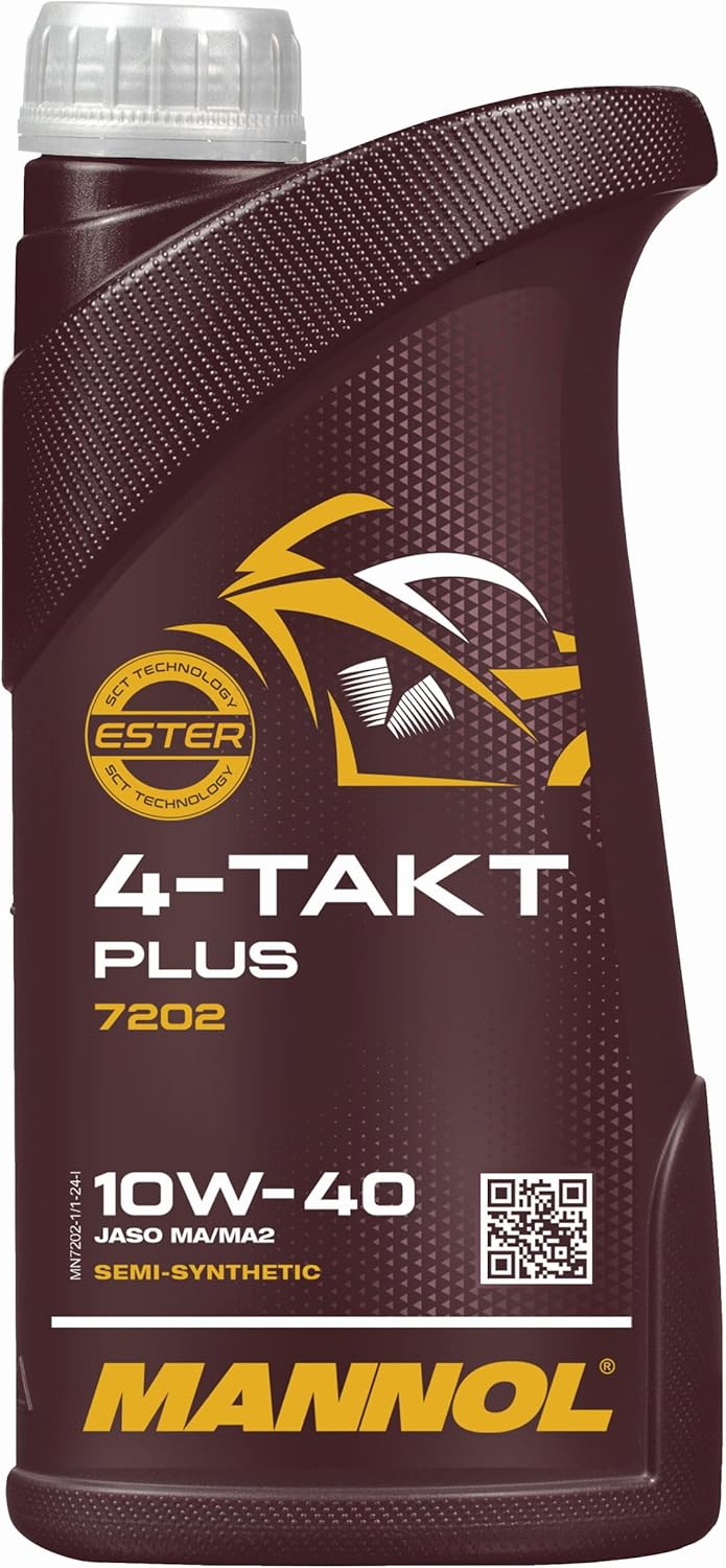 4-Takt Plus 10W-40 Motor Oil by MANNOL -7202 High-Quality Synthetic Engine Oil for 4-Stroke Motorcycles, ATVs, and Scooters, 1L