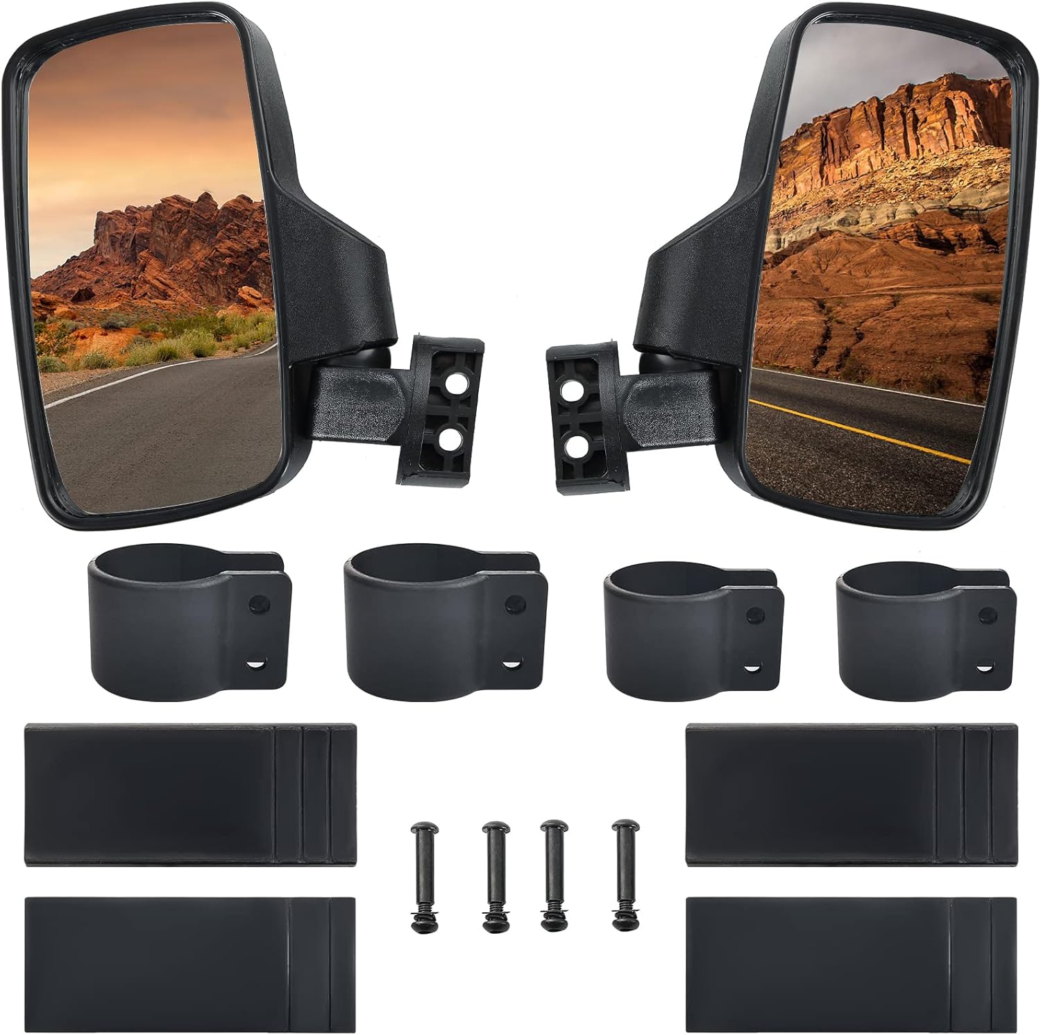 Epiken ATPTOOL Upgraded Adjustable Pair UTV Side Mirror Set 1.75 or 2inch Roll Bar Cage, Universal UTV Side View Mirrors High Impact(Pack of 2)