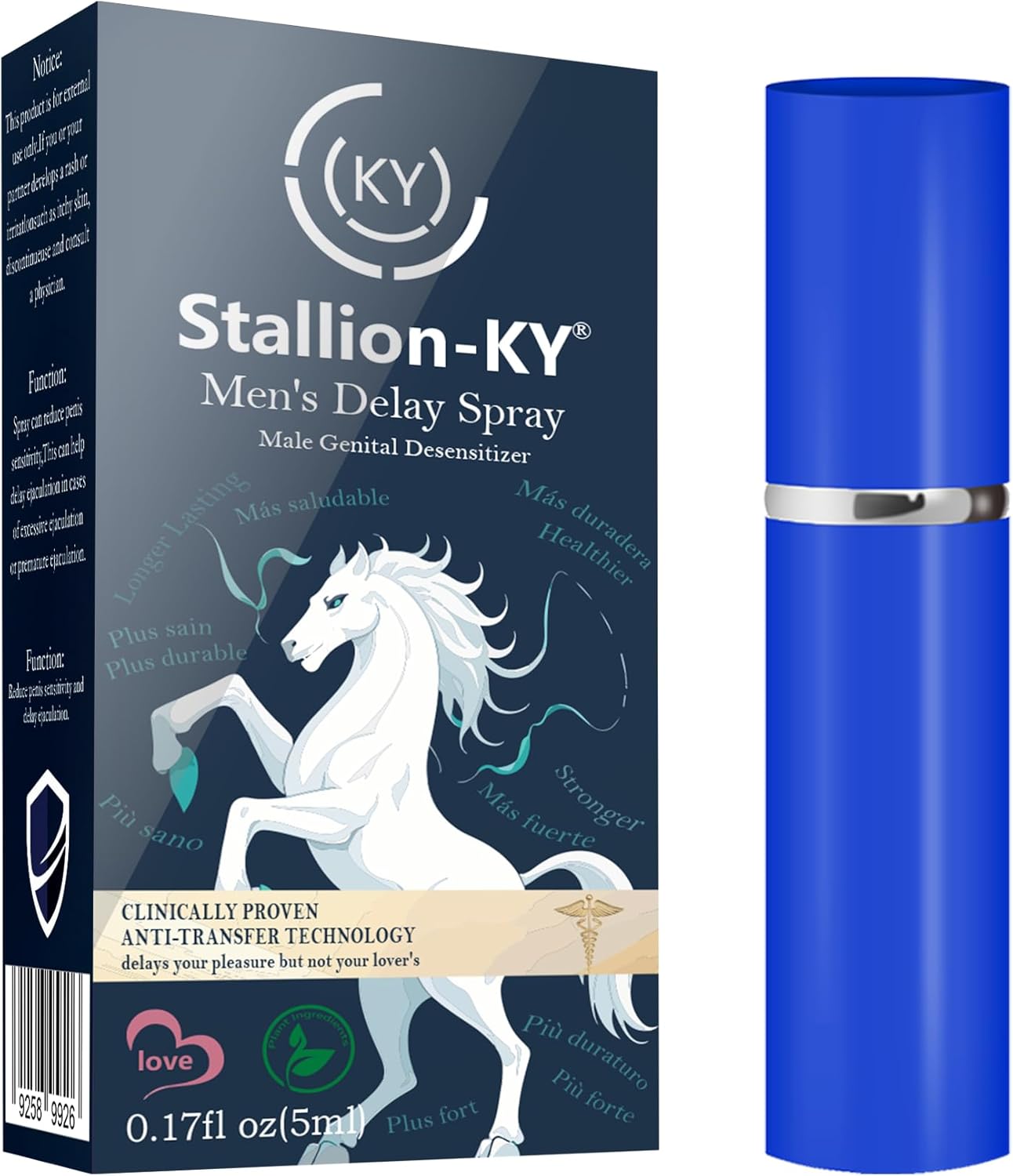 Stallion-KY Delayed Spray for Men, Delay Spray for Man Longer Sex, Last Longer in Bed Men (Blue)