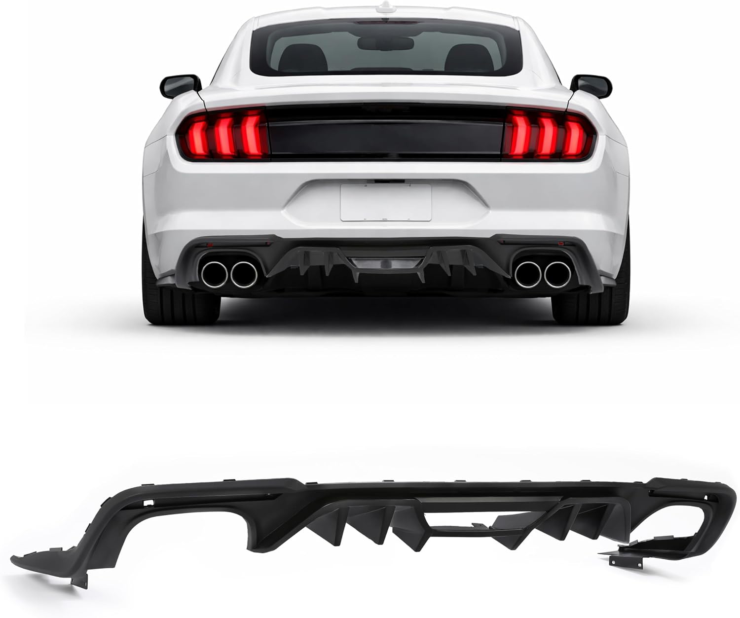 HECASA Diffuser Compatible with 18-22 Mustang Bumper Lip Spoiler Splitter