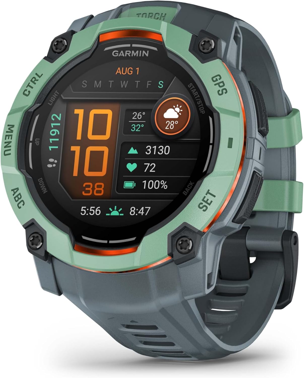 Garmin Instinct 3 GPS 50mm Smartwatch, AMOLED screen, Larger Rugged watch, Built-in Sports Apps and Health Monitoring, LED Flashlight, Shock Resistant, 10ATM, Up to 24 days Battery Life,Neotropic