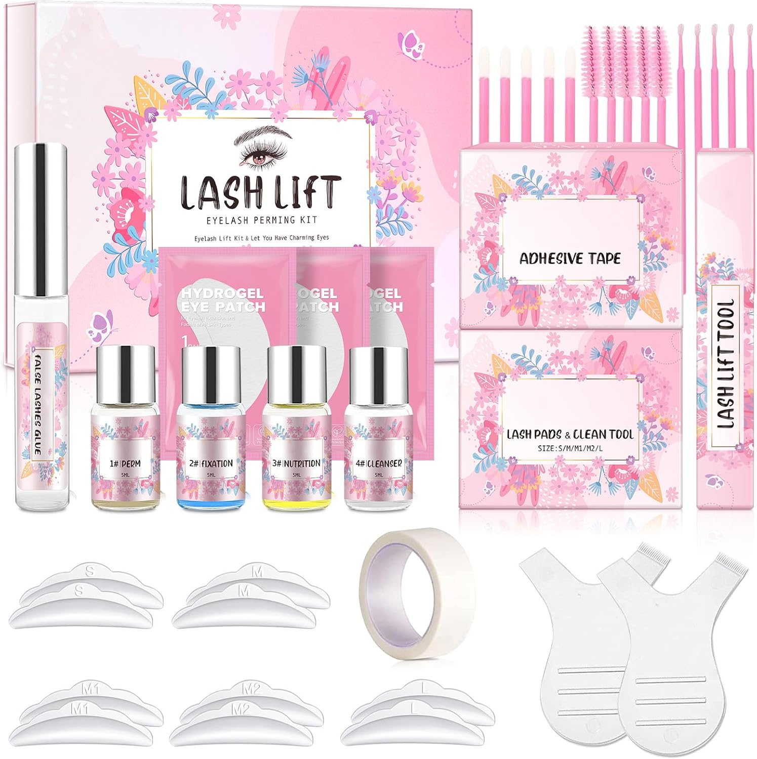 Lash Lift Kit, Eyelash Perm Kit, Lash Curling Eyelash Extension Set, Semi-Permanent Curling Lifting Perming Wave for Beauty Salon Home Use