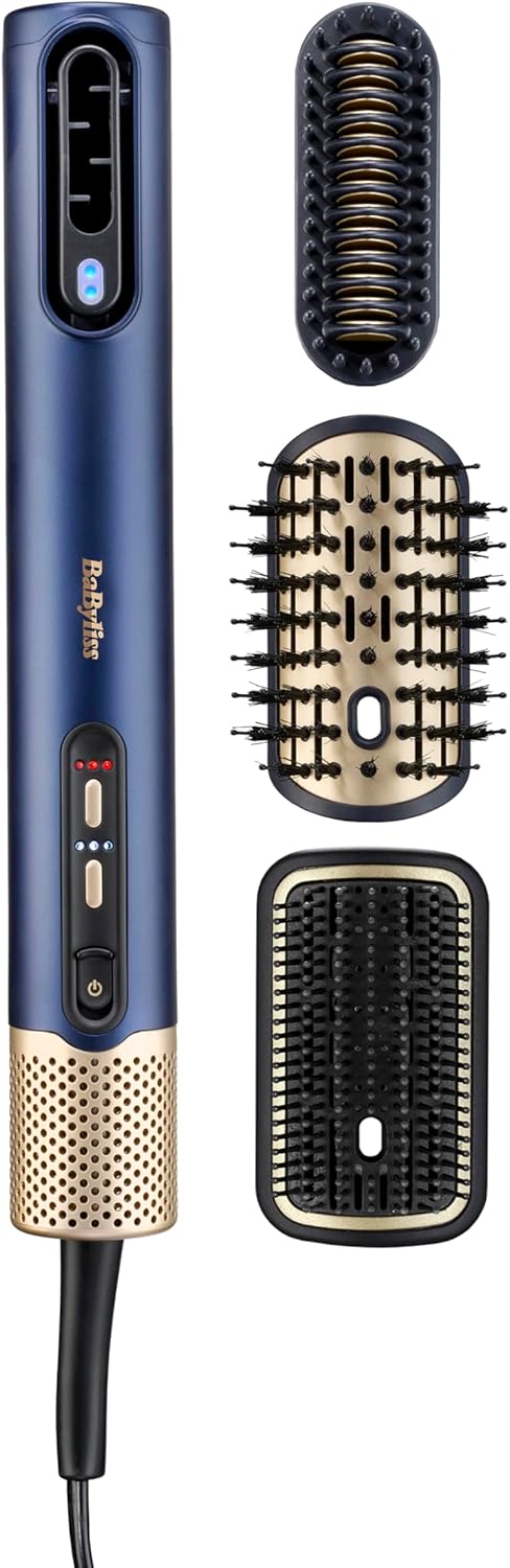 BaByliss Air Wand - Hair Dryer, Straightener and Styler All in One, Wet to Dry, Anti Frizz, No Heat Damage, 3 Attachments, AS6553U - Amazon Exclusive