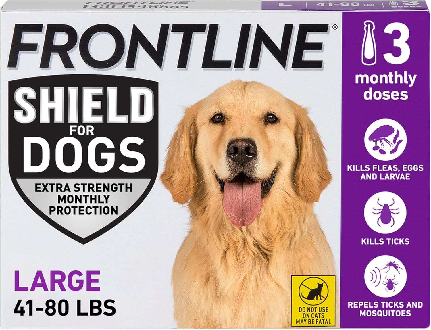 Frontline Shield Flea & Tick Treatment for Large Dogs 41-80 lbs. Count of 3