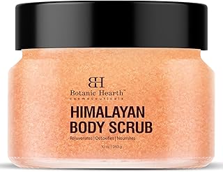 Botanic Hearth Himalayan Salt Body Scrub with Lychee Oil, Exfoliating Body Scrub act as Body Exfoliator & helps with Moisturizing Skin, Acne, Cellulite, Dead Skin Scars, Wrinkles 10 oz