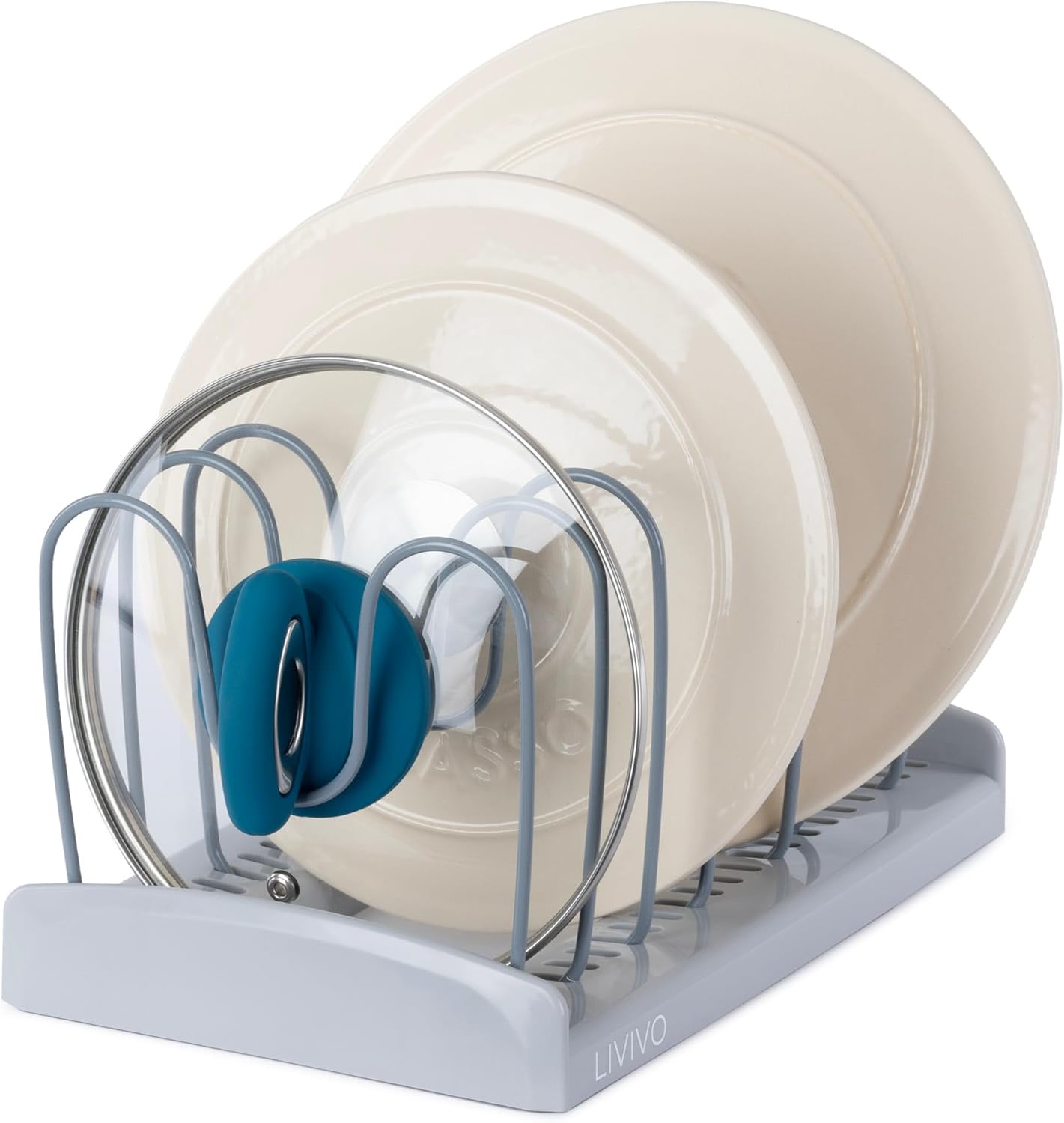LIVIVO Lid Holder Organiser Rack for Pot and Pan Lids, Takes Most Sizes of Lids from Pans, Casseroles etc
