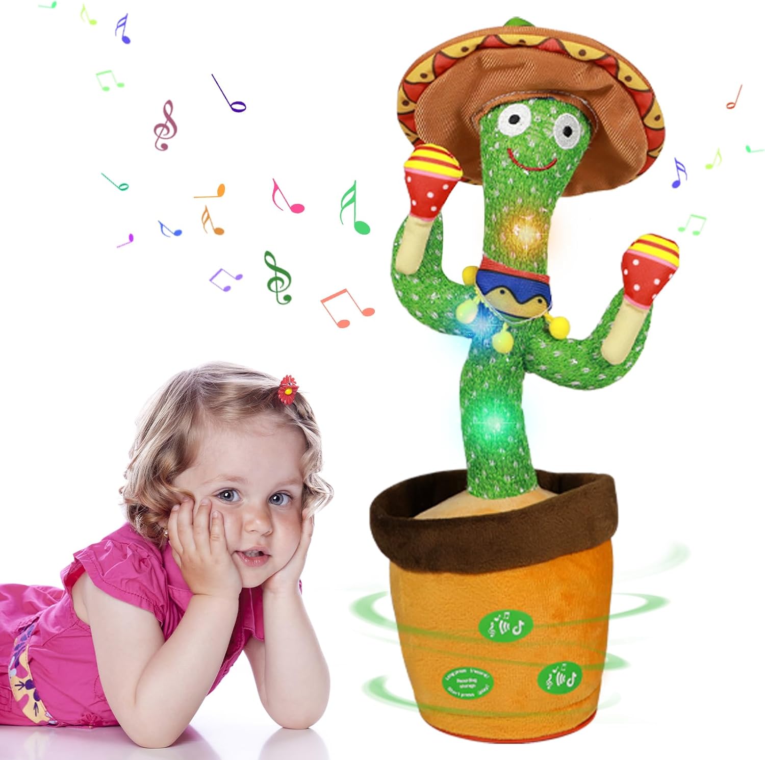 MeHoo Talking Cactus Toy, Dancing Cactus Toy Repeat What You Say, Funny Plush Interactive Figures for Kids, Singing Lighting Voice Recording Plush Learning Toys with Volume Control 120 Songs