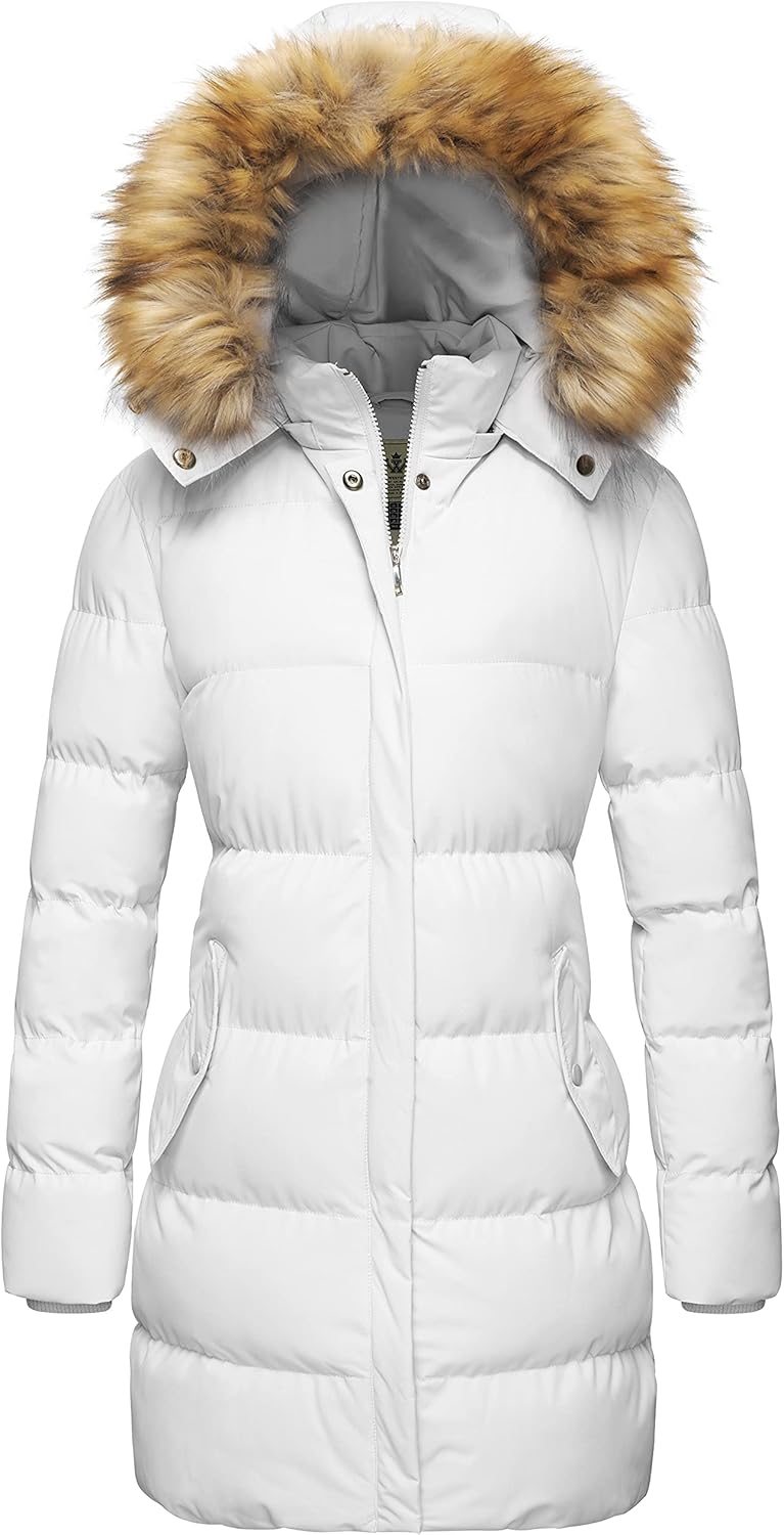 WenVen Women's Winter Thicken Puffer Coat Warm Jacket with Faux Fur Removable Hood