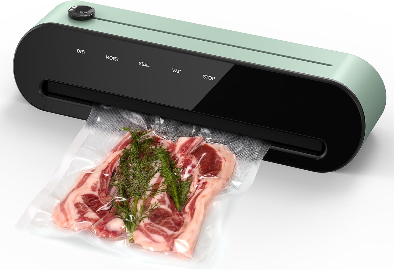 CROWNFUL Vacuum Sealer Machine, Automatic One Touch Operation Food Sealer with Dry & Moist Modes, Built-in Cutter, External Suction Tube, Removable Drip Tray
