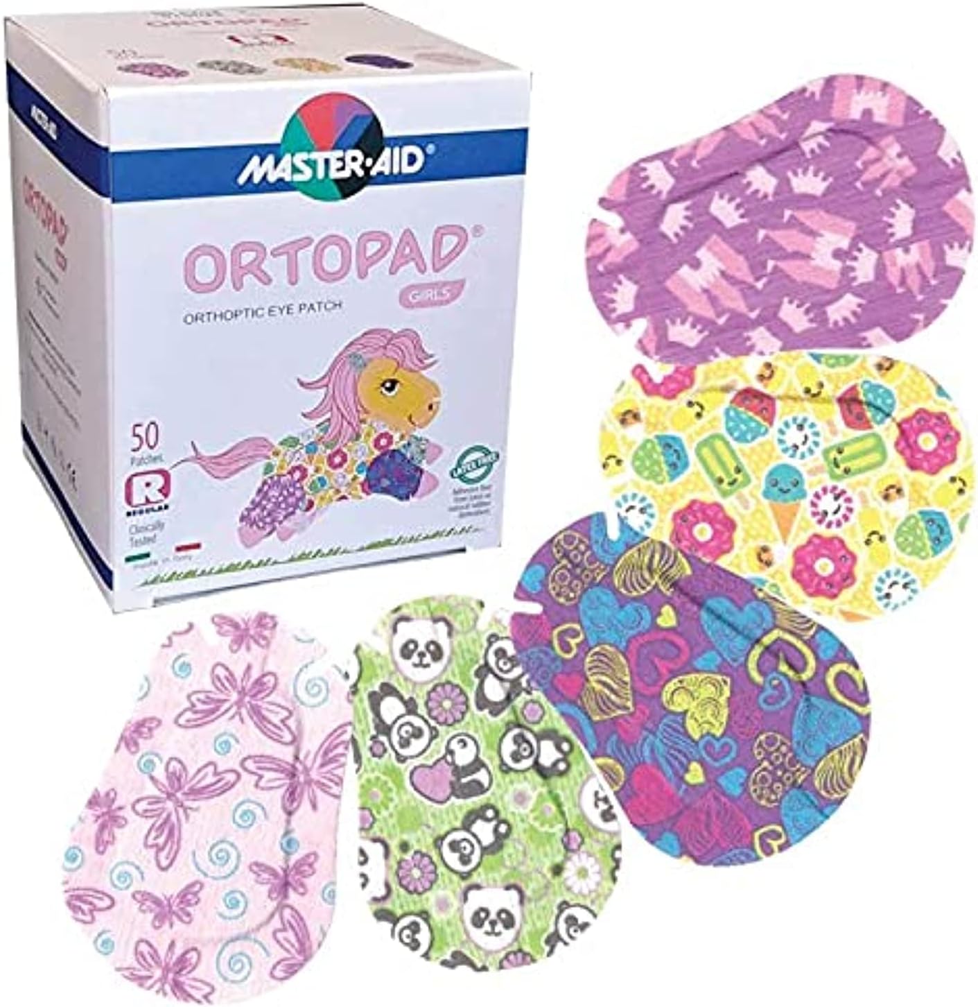 Ortopad® Bamboo Girls Eye Patches, 50/bx, Ice Cream Pack, Reg Size 4+ yr