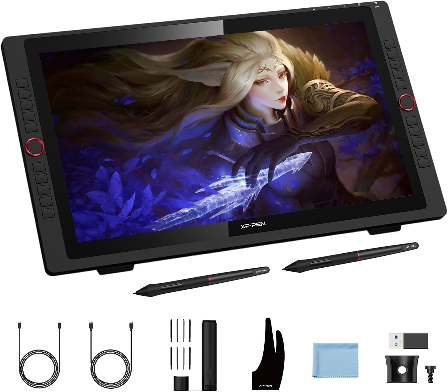 XPPen Artist 24 Pro 2.5K QHD Drawing Tablet with Screen,16.7M Colors Graphics Tablet with 8192 Pen Pressure Battery-Free Tilt Stylus & 20 Shortcut Keys for Windows, Mac, Chrome, Linux, 23.8"