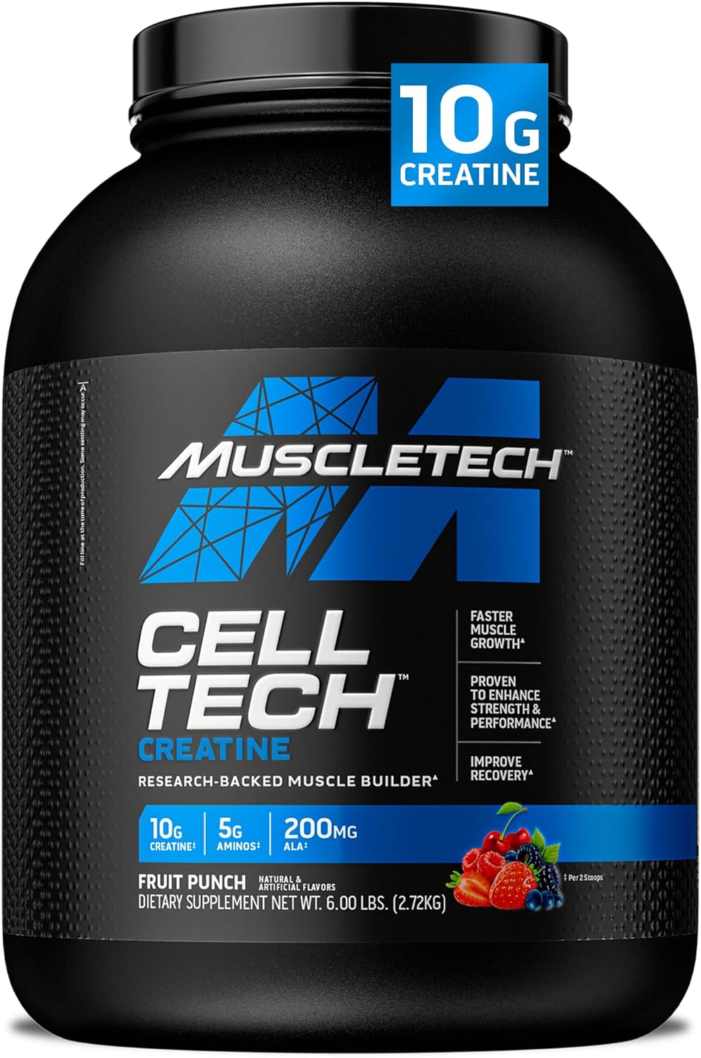 Creatine Monohydrate Powder | MuscleTech Cell-Tech Creatine Powder | Post Workout Recovery Drink | Muscle Builder for Men & Women | Musclebuilding Creatine Supplements | Fruit Punch, 6 lbs (56 Serv)