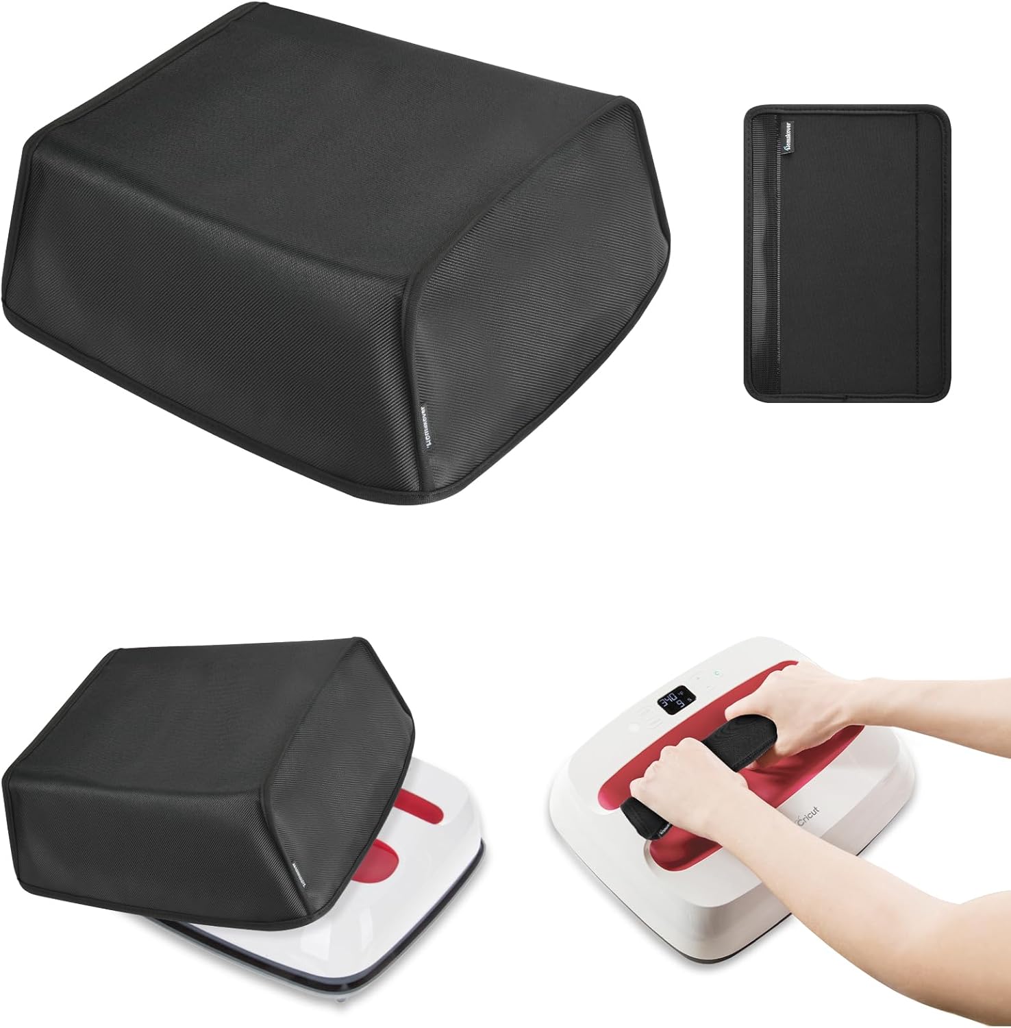 Dust Cover Nylon Fabric Protector for Cricut Easy Press 2, Protect Cover for Heat Press Machine with a Protective Handle (Black, Dust Cover+Handle, 12"x10")