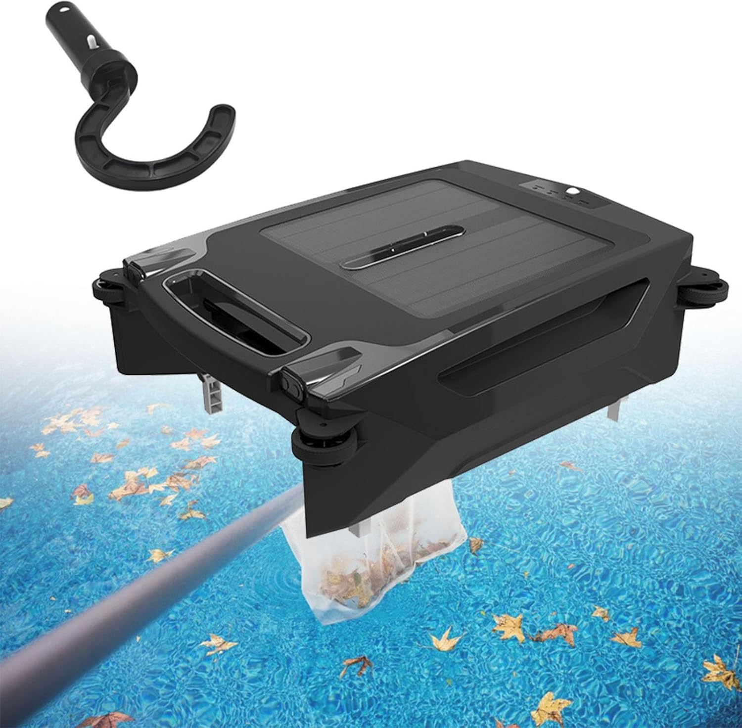 Pool Skimmer Robot with Solar Panel, 2 Mode Pool Skimmer Robotic, Dual Charging, Automatic Pool Skimmer,Auto Obstacle Avoidance, 2500mAh Battery