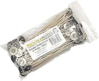 100ct Genuine Eco 2 Candle Wicks - 6" Length - 20mm Wick Tab - Natural Wax Coating - Top Selling Wick