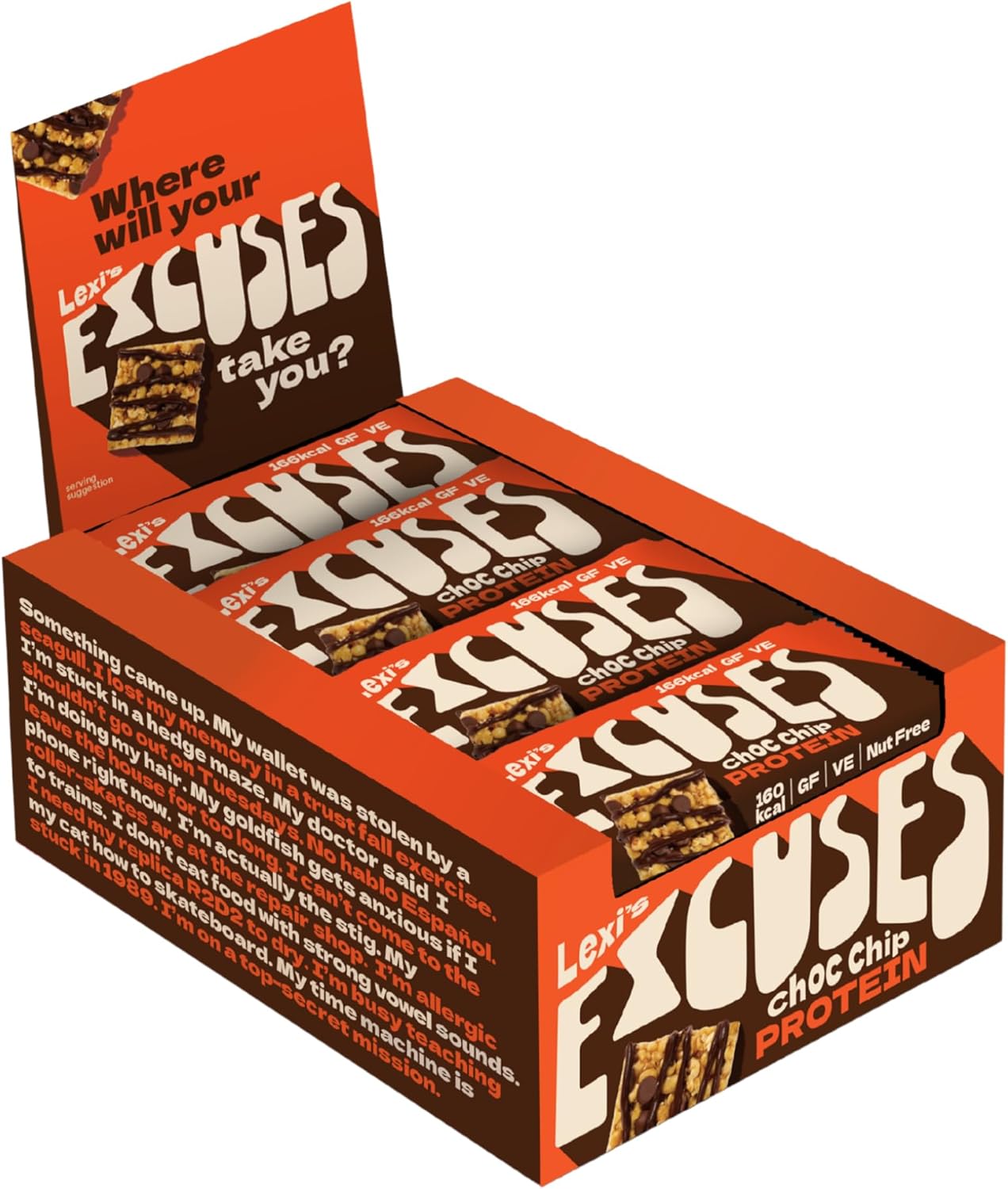 Lexi's® Plant-Based High Protein Crispy Bar | Vegan & Gluten Free | Low Calorie Healthy Snack | Dairy Free, Nut Free, No Sweeteners | Chocolate Chip (12 x 40g)