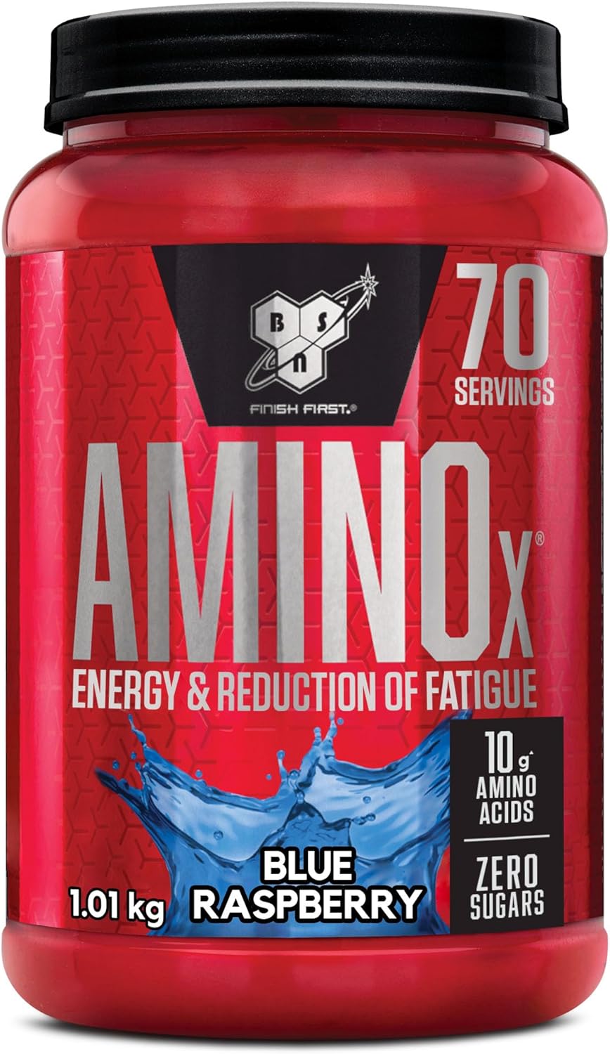 BSN Nutrition Amino X Supplement with Vitamin D, Vitamin B6 and Amino Acids,Blue Raspberry Flavour, 70 Servings, 1 kg