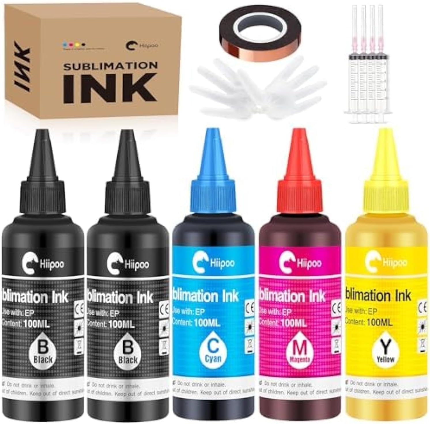 Hiipoo Sublimation Ink Refill for ET2400 ET-2720 ET-2760 ET-2800 ET-2803 ET-2850 ET-4800 ET-15000 ET-3760 Inkjet Printer Heat Press on Mugs T Shirts Pillows 500ml