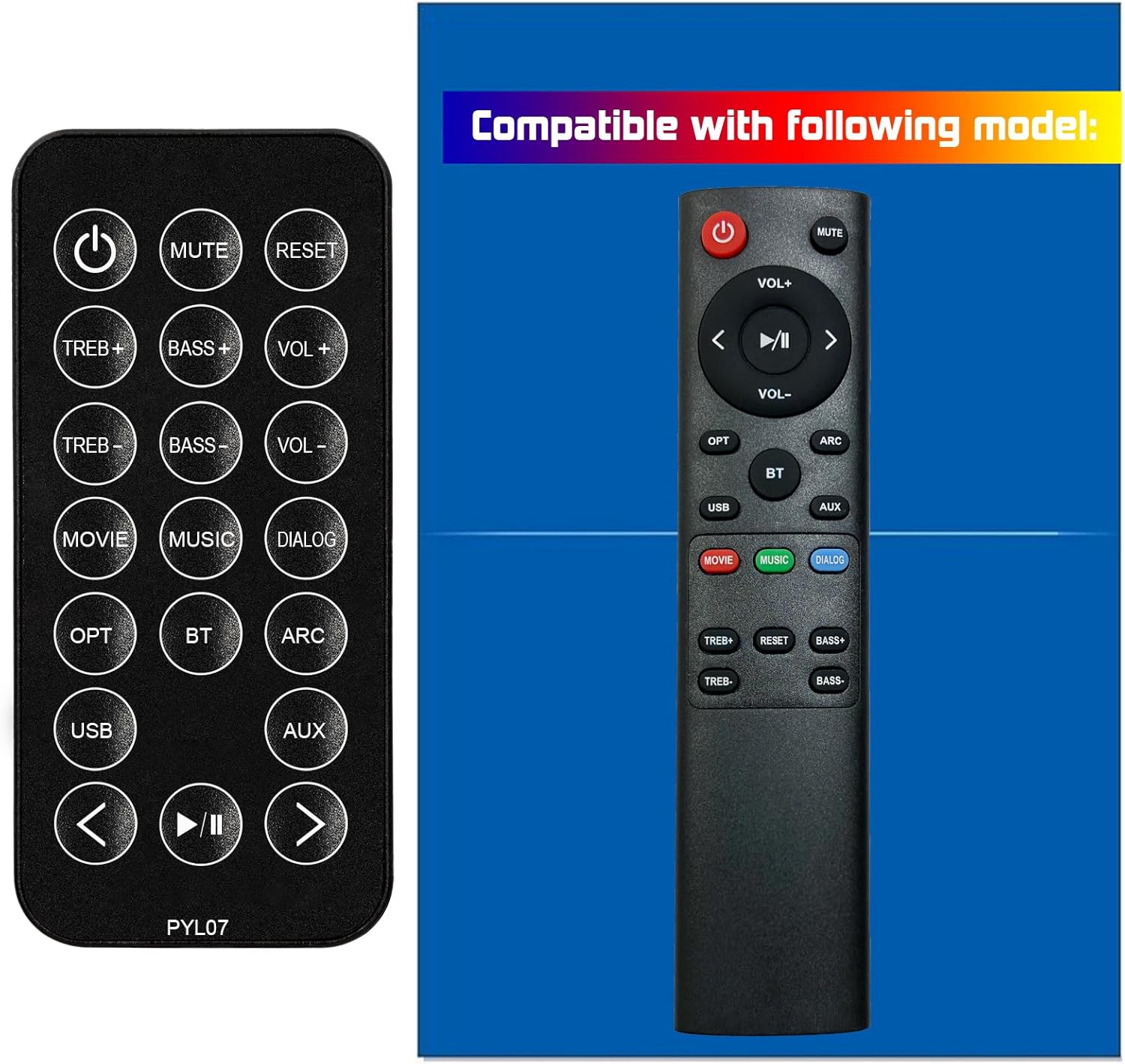 Replacement Soundbar Remote Control supports for Norcent Bestisan BYL MEGACRA Pillar Speaker System Home Theater System MB-2521 MB-3220 MB-3221NS KB2020 Series 25 32 inch Sound Bar SR04 SG02 SG06 SE02