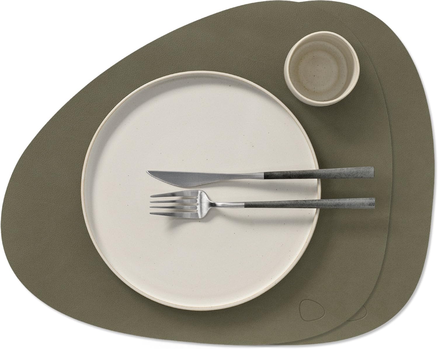 LIND DNA Nupo Placemats Leather Army Green Curved 44 x 37 cm Set of 2