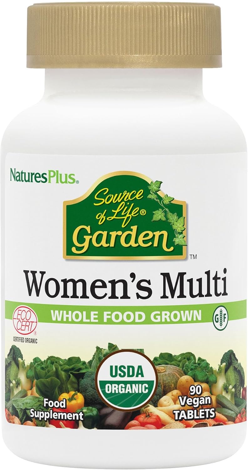NaturesPlus Source of Life Garden Organic Women’s Multi - Vegan Multivitamin for Women - Energy, Immune Support - Iron, Methyl B12, Biotin, Maca, Cranberry - Vegan, Gluten Free - 90 Tablets