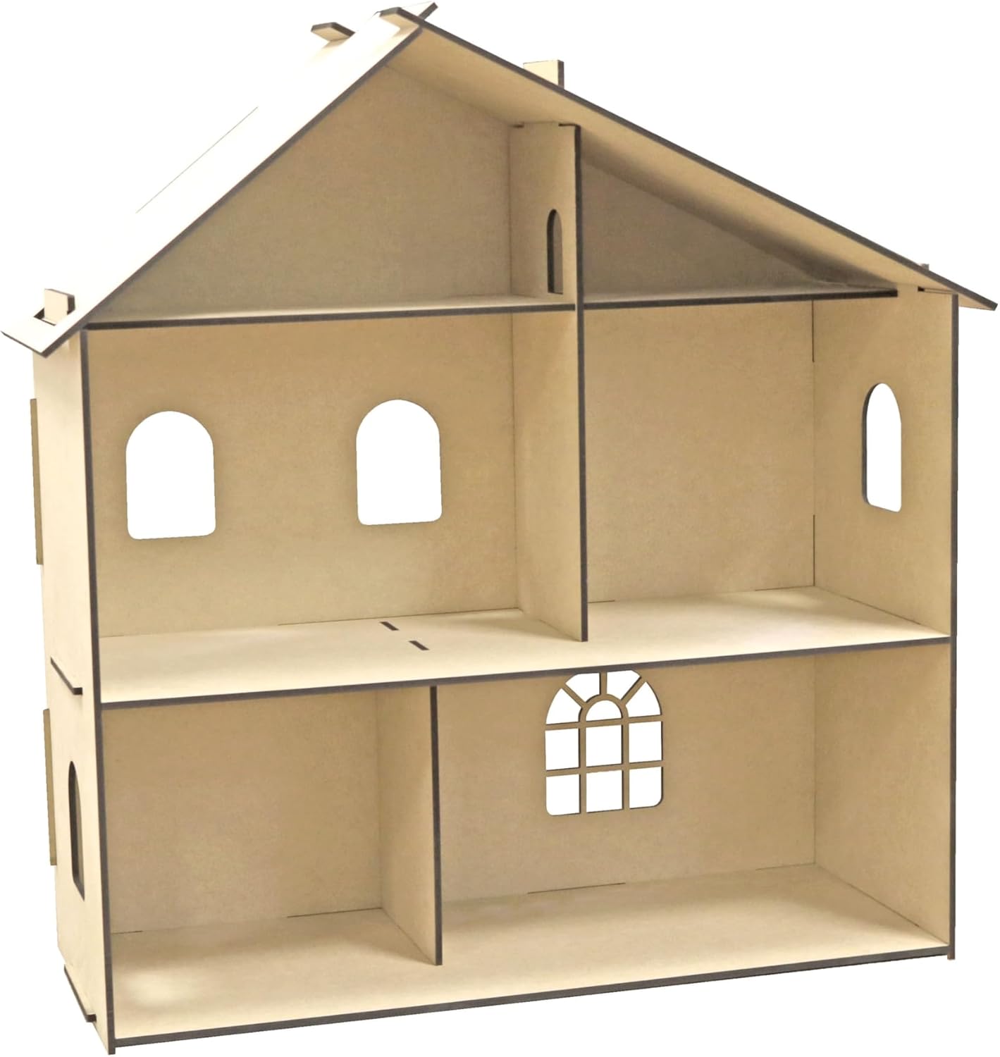 Make Market Dollhouse Kit, Unfinished Wooden Bungalow Display, Natural, 24" x 23.3" x 8.5", 1-Pack