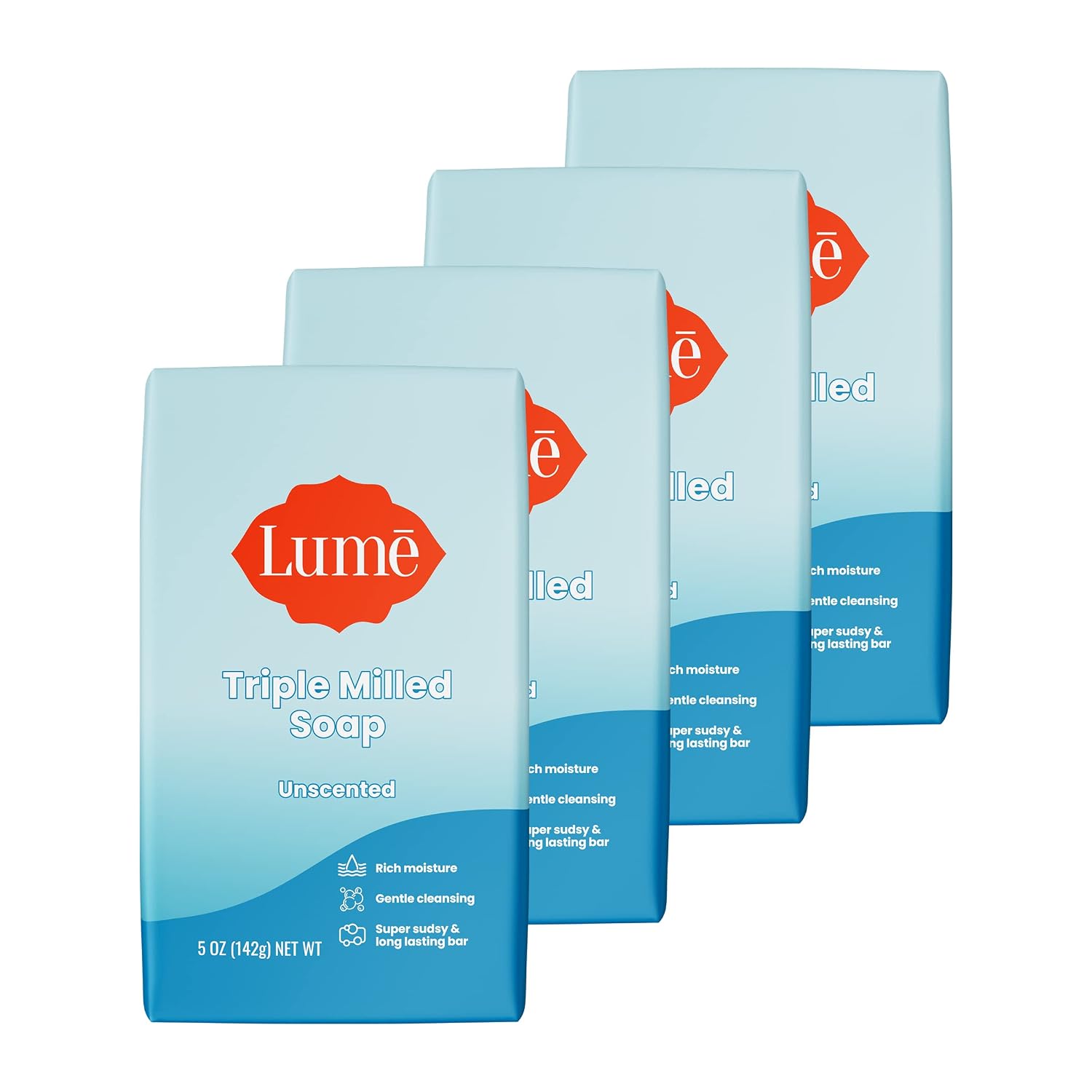 Lume Triple Milled Bar Soap - 5 oz, 4 pk (Unscented)