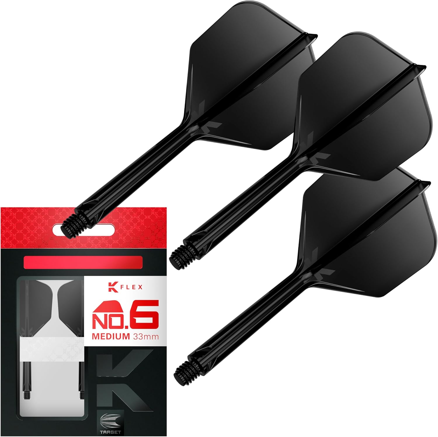 Target Darts K Flex Integrated Dart Flights And Shafts, No.6 | Pack Of 3 K-Flex - No6, Kflex All In One Moulded Dart Flight & Stem Lengths: Short, Intermediate & Medium | Professional Dart Accessories