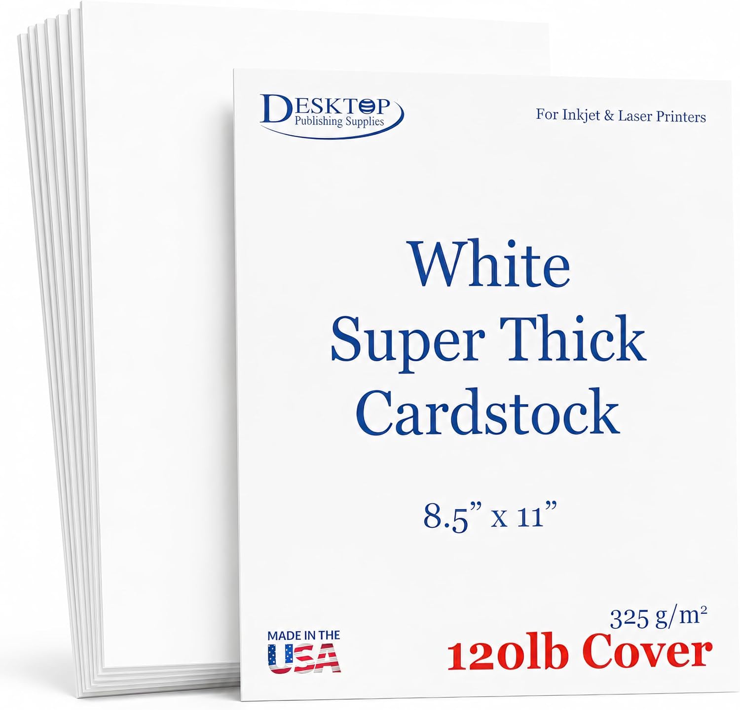 White Cardstock Paper 8.5" x 11" 120lb Cover (325gsm) - 50 Sheets