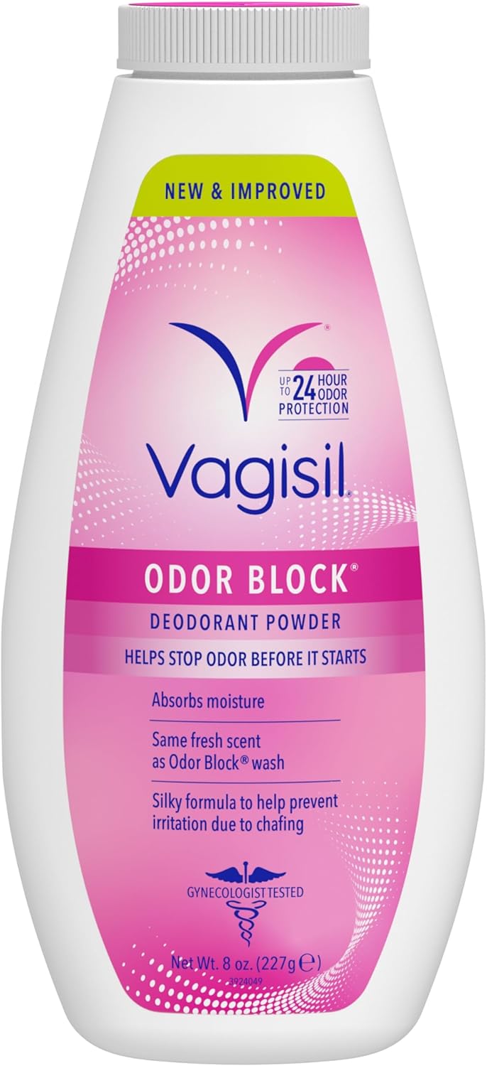 Vagisil Odor Block Deodorant Powder for Women, Helps to Prevents Chafing, Talc-Free, 8 Ounce (Pack of 1)