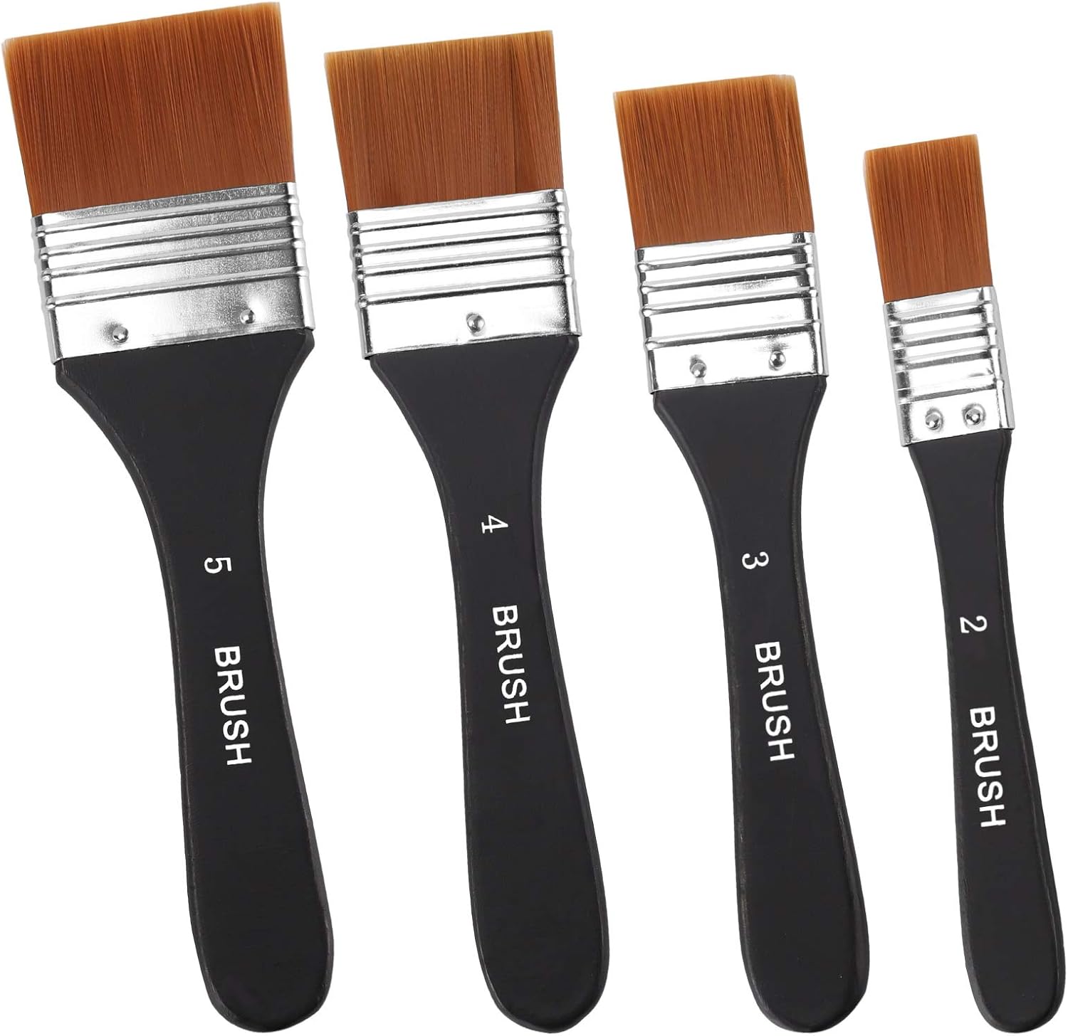 Paint Brushes for Acrylic Paint – 4 pcs Set of Premium Artist Brushes, Professional Grade Flat Bristle Nylon Brush, Ergonomic One-Piece Design, Practical and Versatile, Perfect for Home Decoration