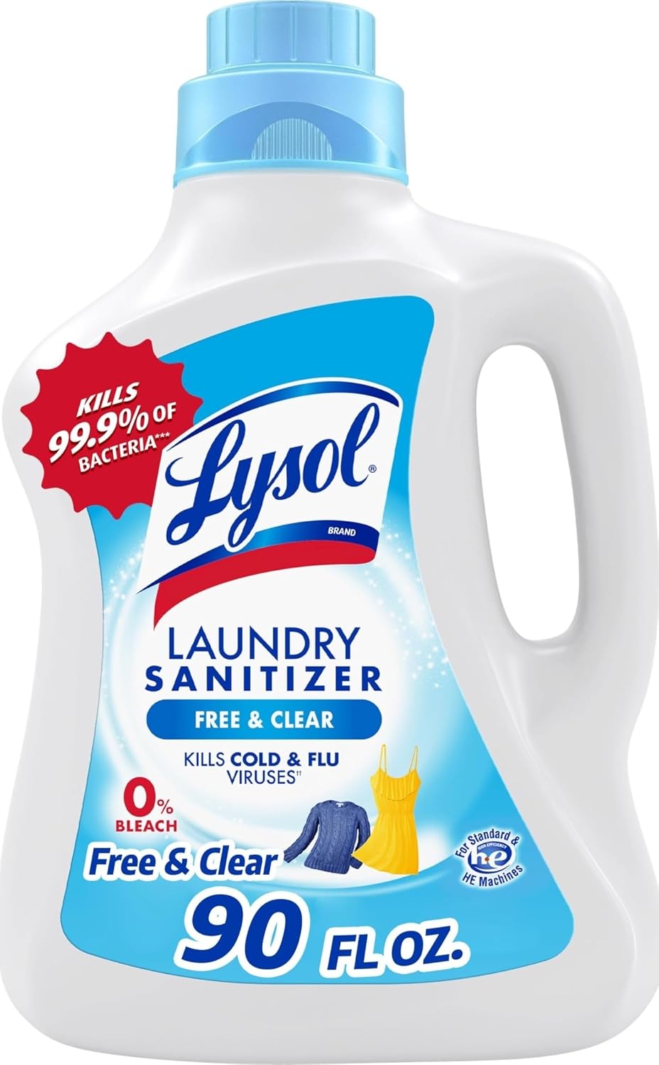 Lysol Laundry Sanitizer Liquid, Detergent Additive, Free & Clear, 90oz