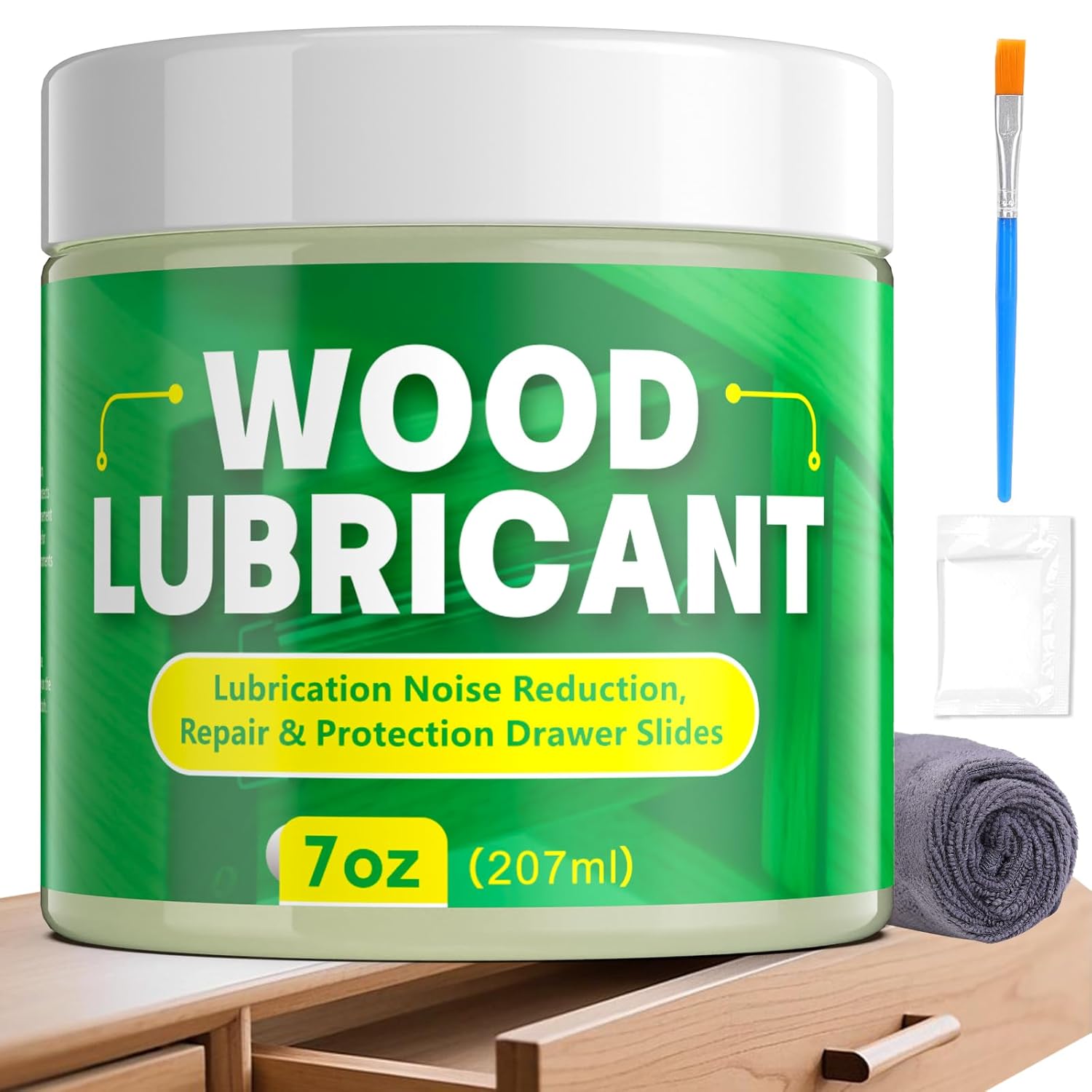 HONKID Wood Lubricant, 7OZ Drawer Wax Wood Lubricant Multi-Purpose Wax for Drawers, Doors, & Windows, Reduce Noise, Restore Antique Furniture, Non-Toxic and odorless, Door Hinge Lubricant
