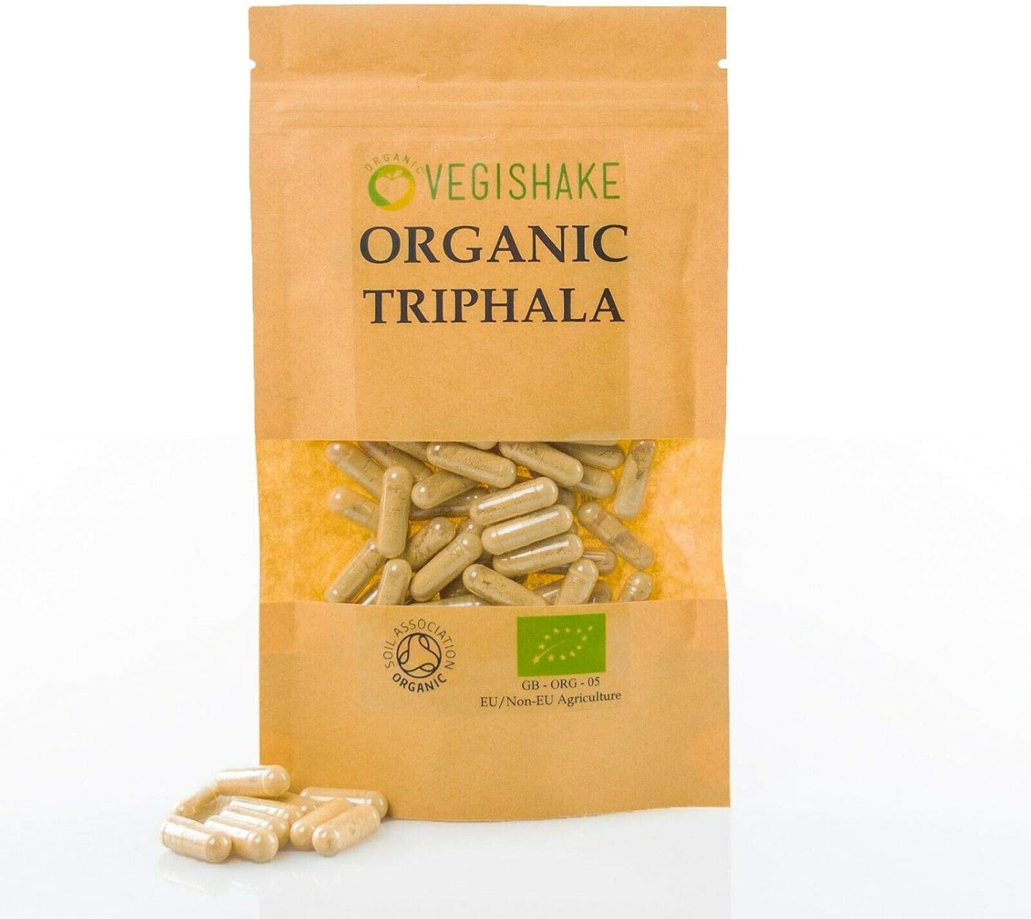 Organic Triphala HPMC Capsule 800mg Detoxify Body Bowel Health Aid Digestion Antioxidants Vegan Halal Kosher (60 Capsules)