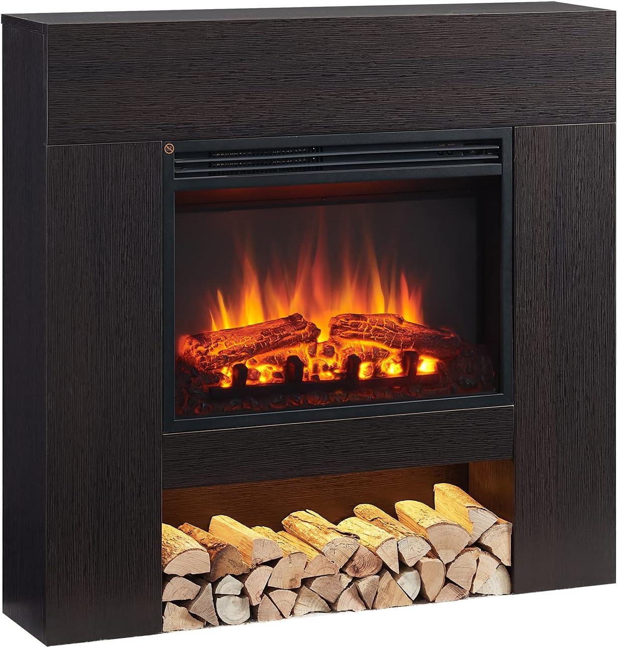 FLAMME 37" Beadell Electric Fireplace Suite Espresso Oak Colour Includes 2000w Heater with Glass Fronted Flame Effect, Remote Control